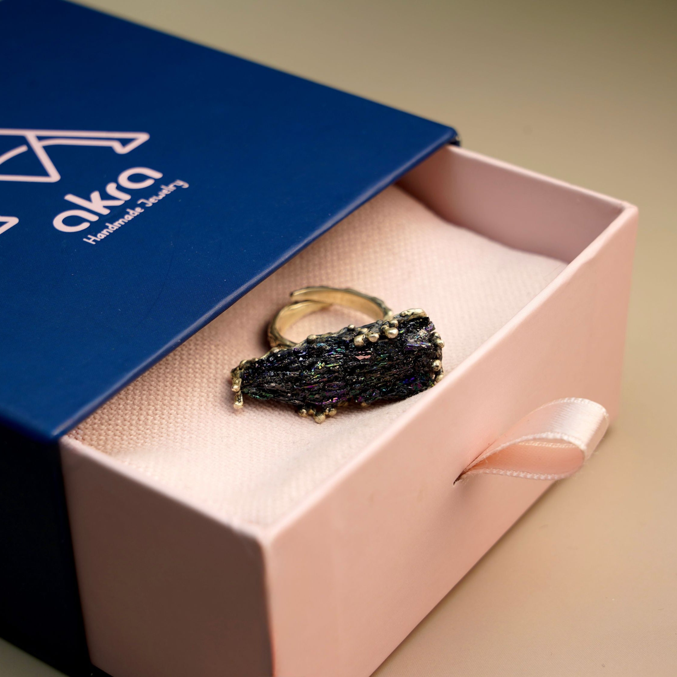 tourmaline ring gift box packaging raw gemstone jewelry gift for her