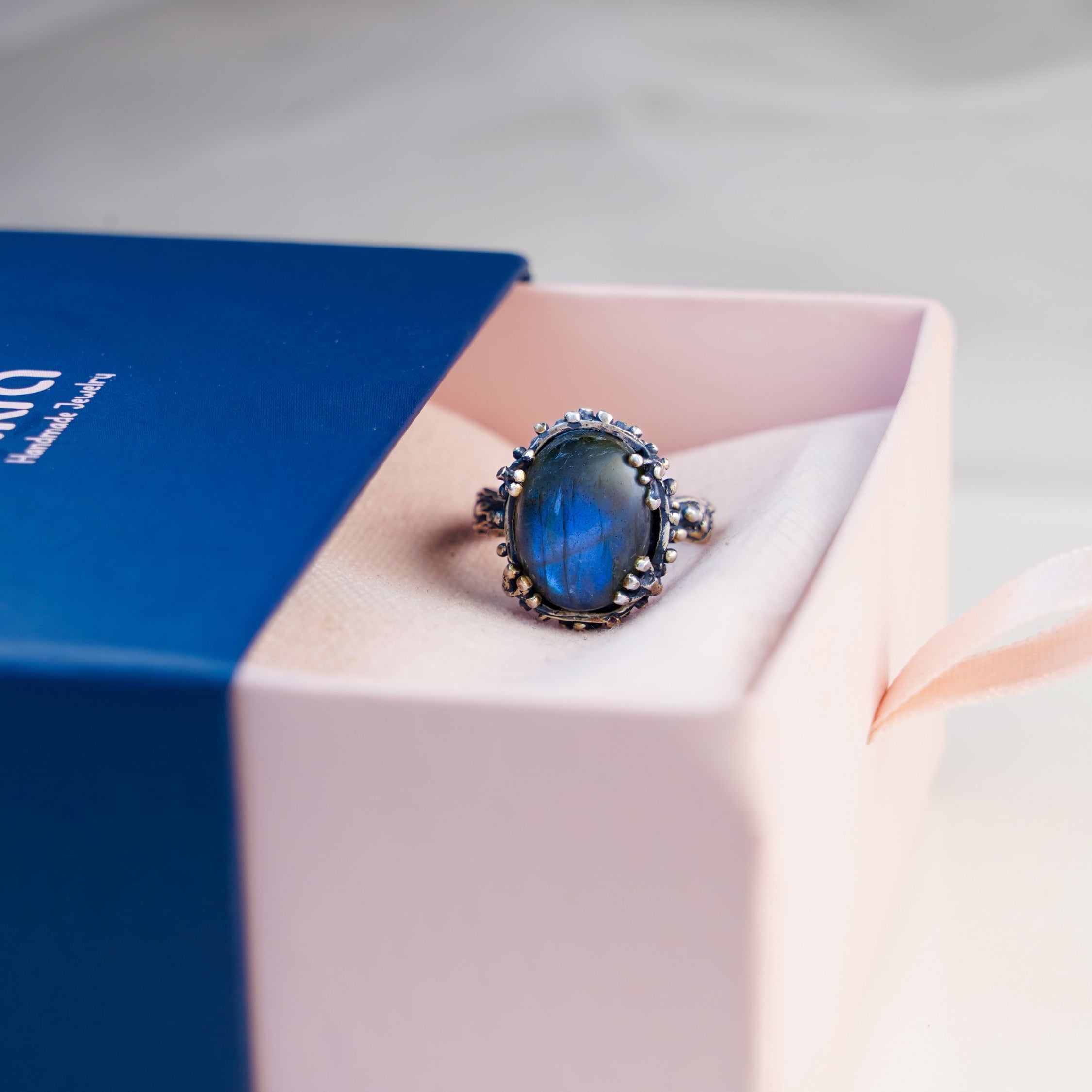 labradorite ring gift box packaging sterling silver jewelry gift for her