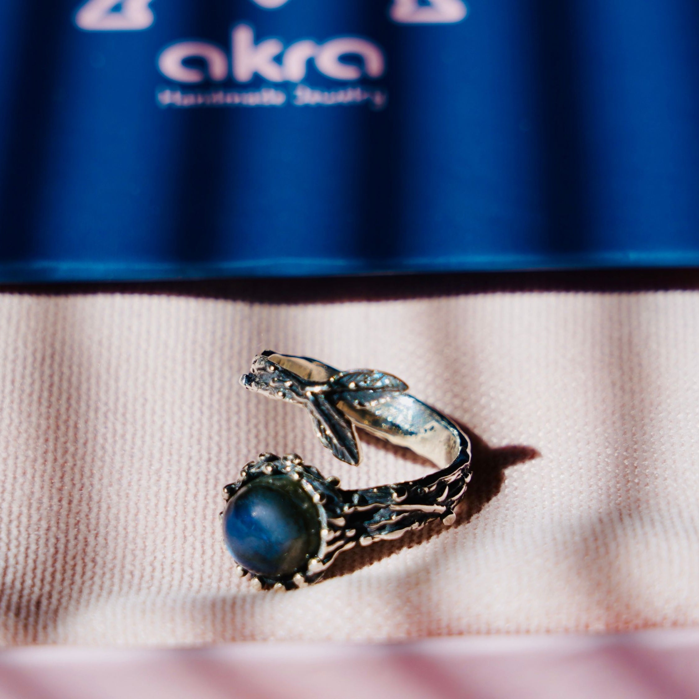 Labradorite adjustable ring in gift box packaging premium jewelry ready for gift