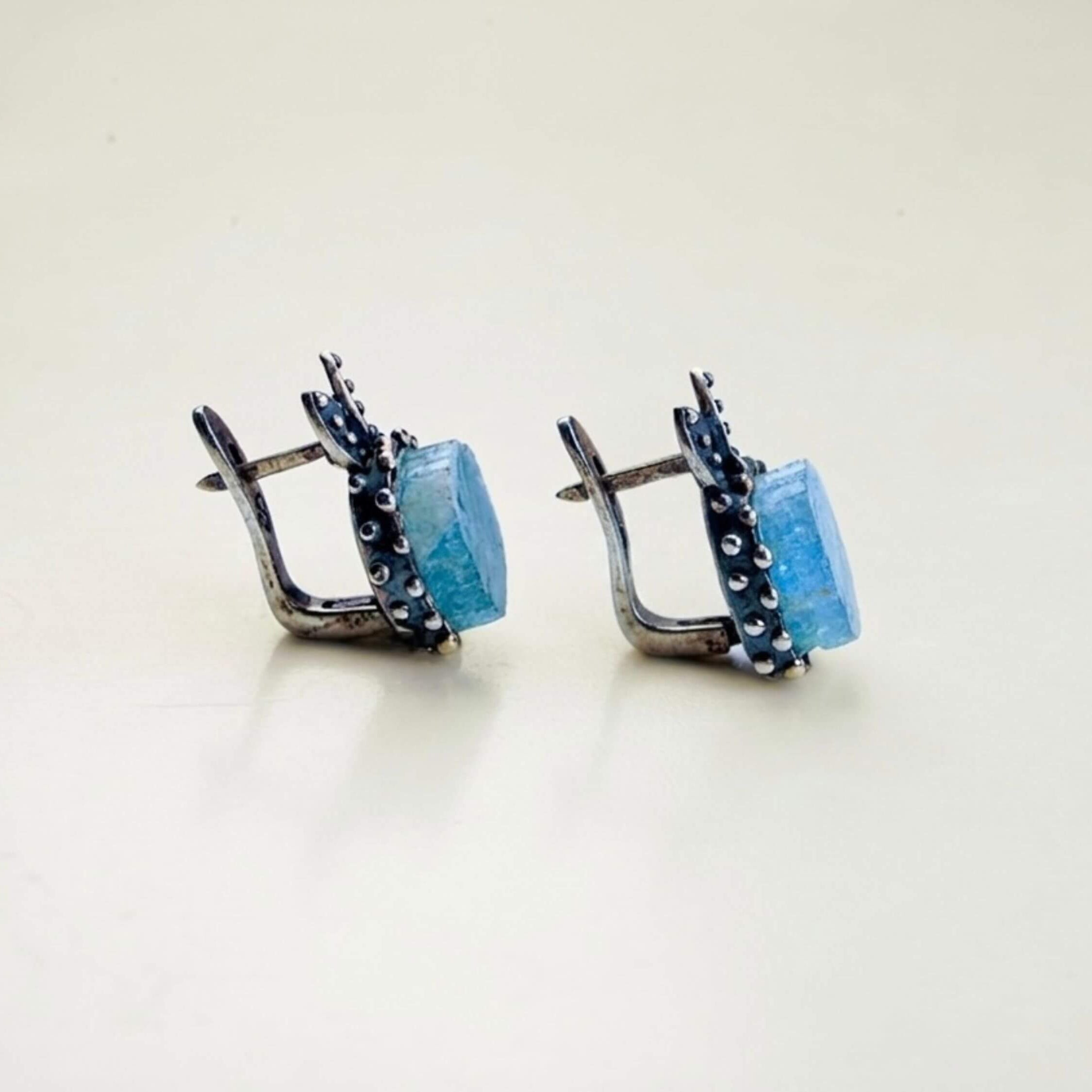 Handcrafted gemstone earrings designed in Old Tbilisi, perfect for an elegant bohemian look