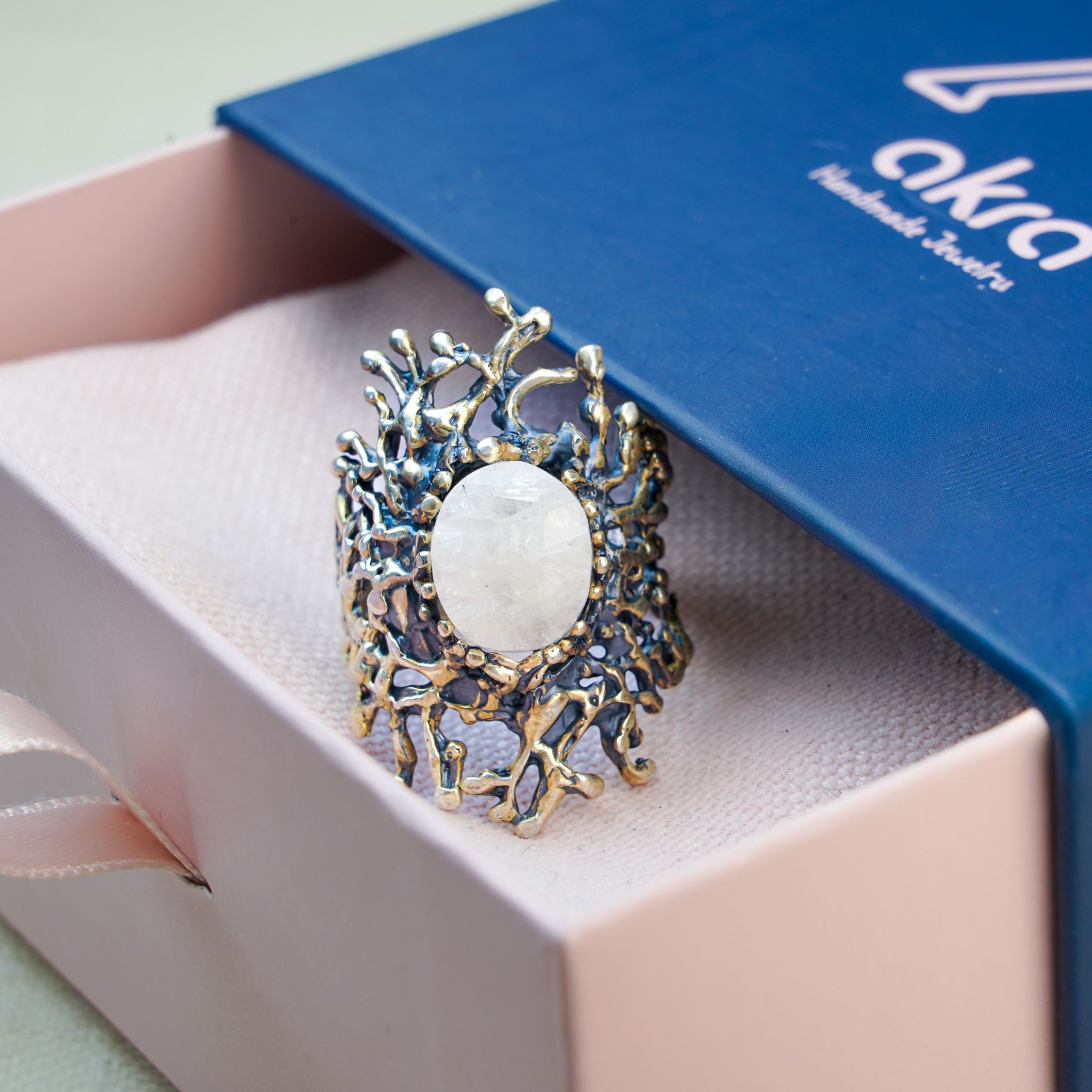 Moonstone ring gift box packaging ready for gifting jewelry