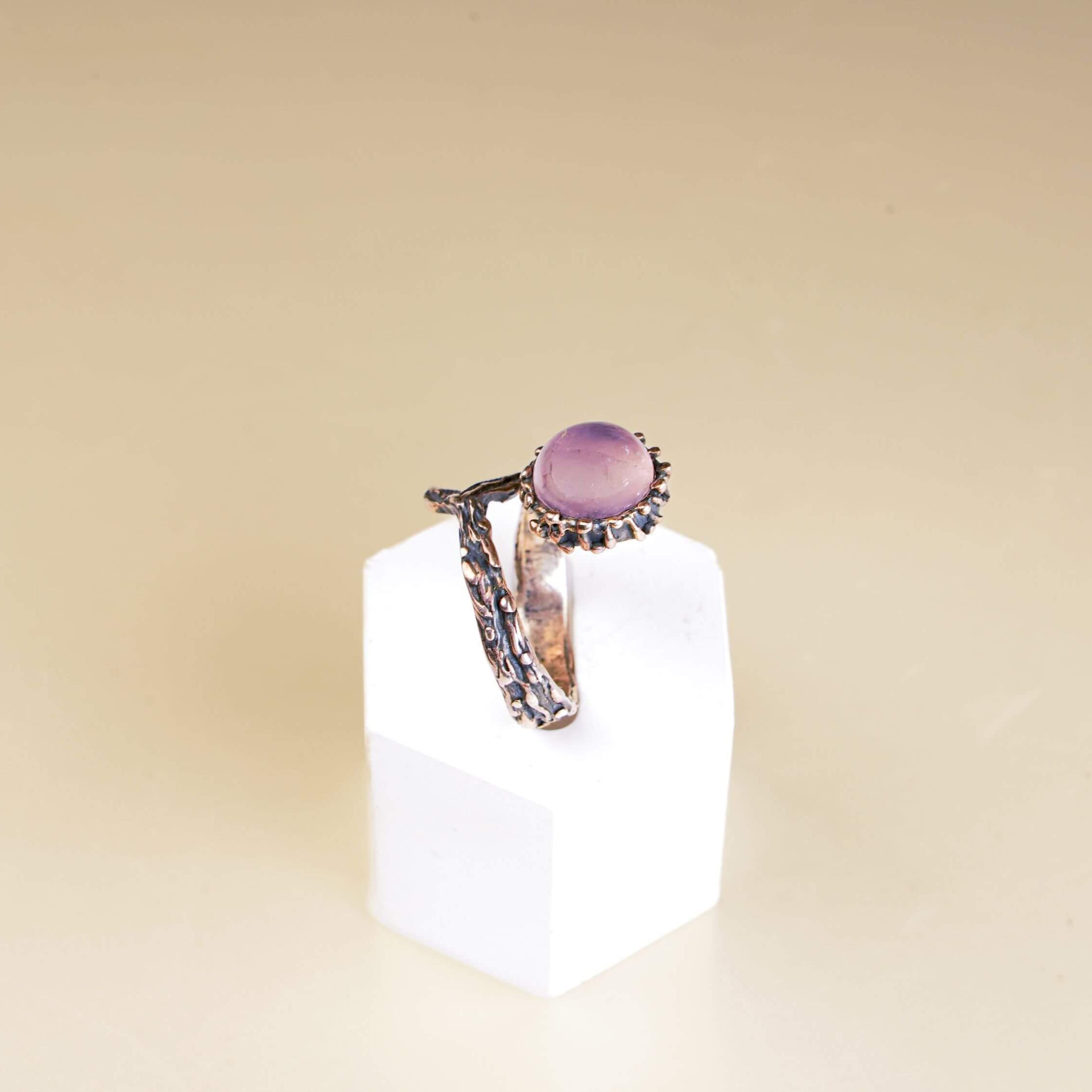 Elegant rose quartz adjustable jewelry piece handcrafted in Old Tbilisi studio