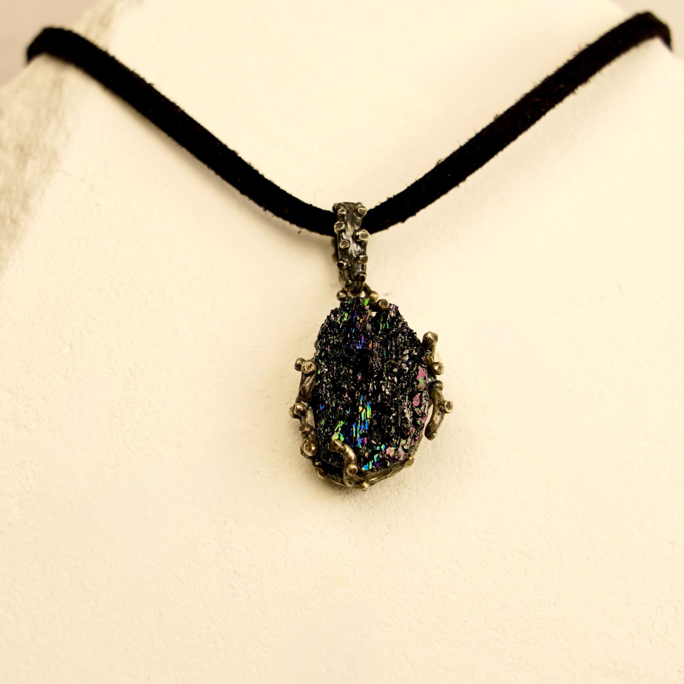 black tourmaline necklace raw crystal gothic sterling silver pendant