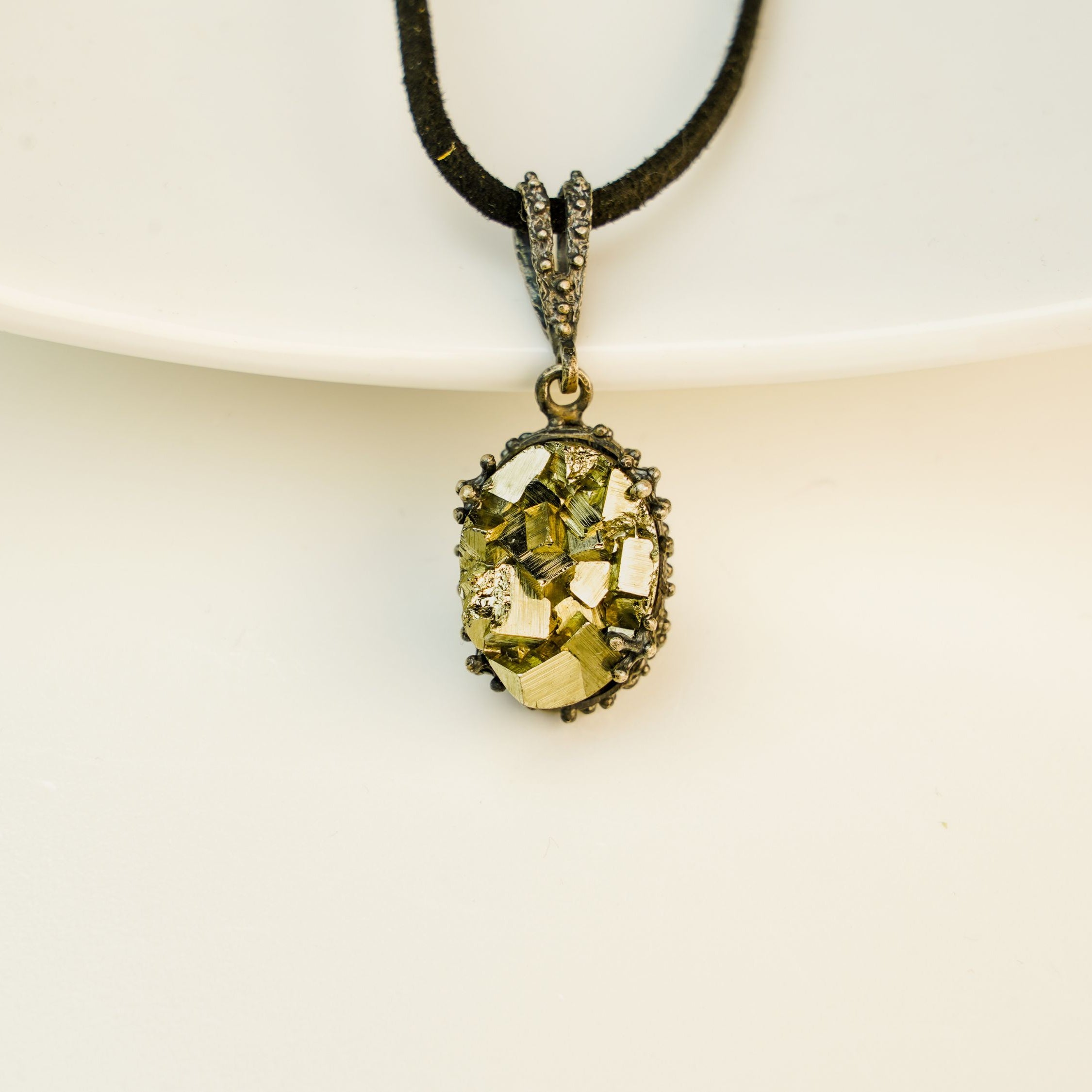 pyrite necklace raw gold stone sterling silver pendant