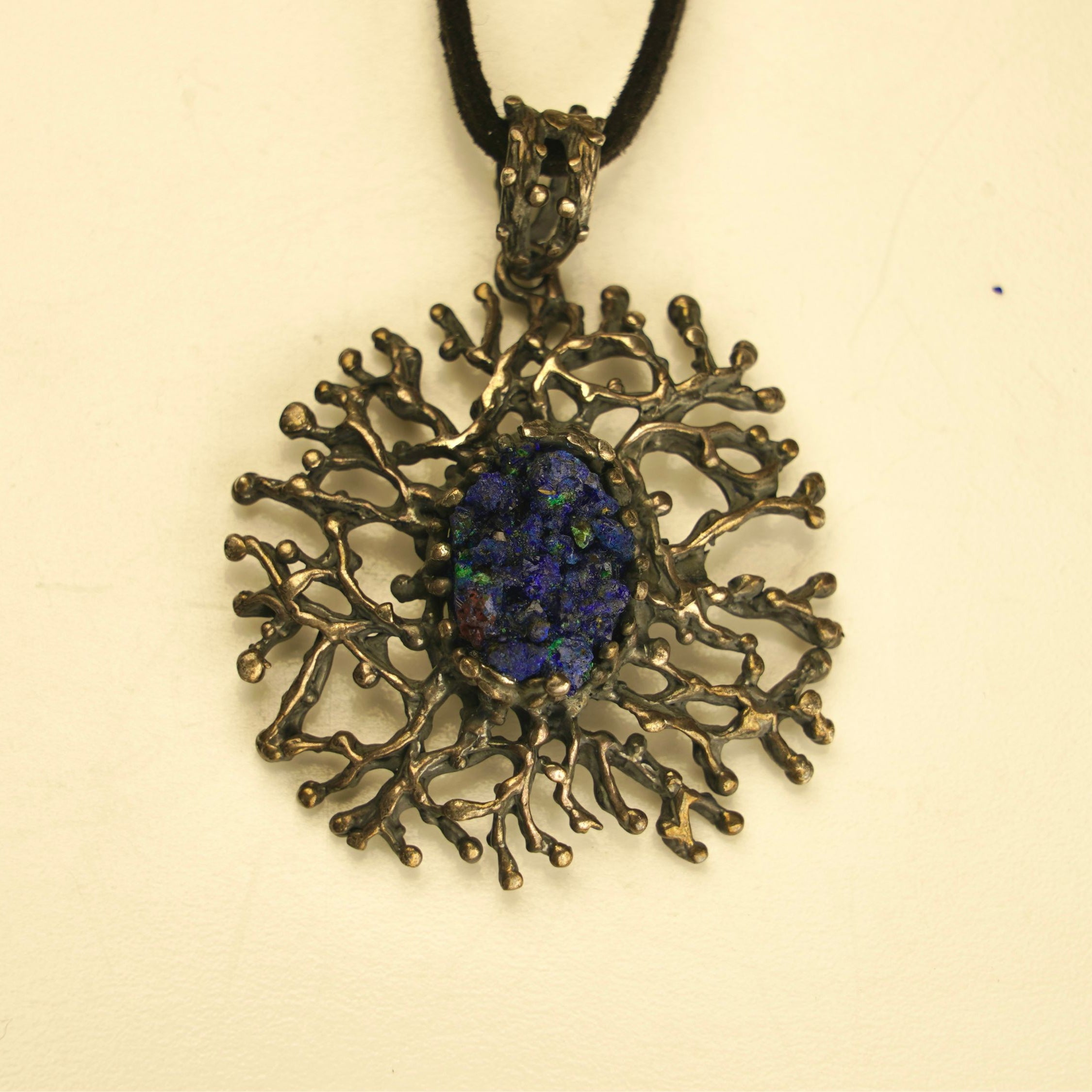 lapis lazuli necklace blue gemstone statement pendant sterling silver
