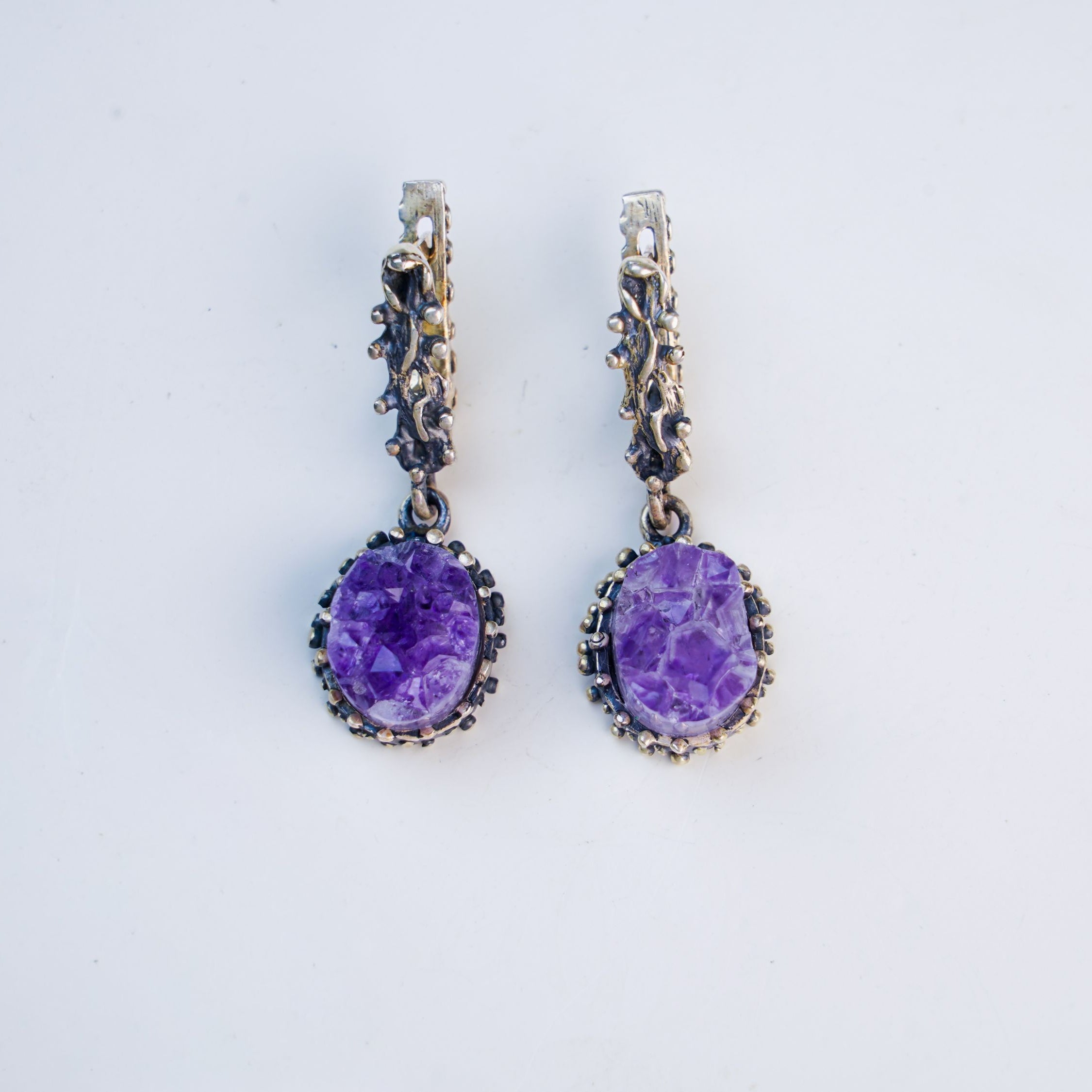 amethyst earrings purple gemstone sterling silver statement earrings