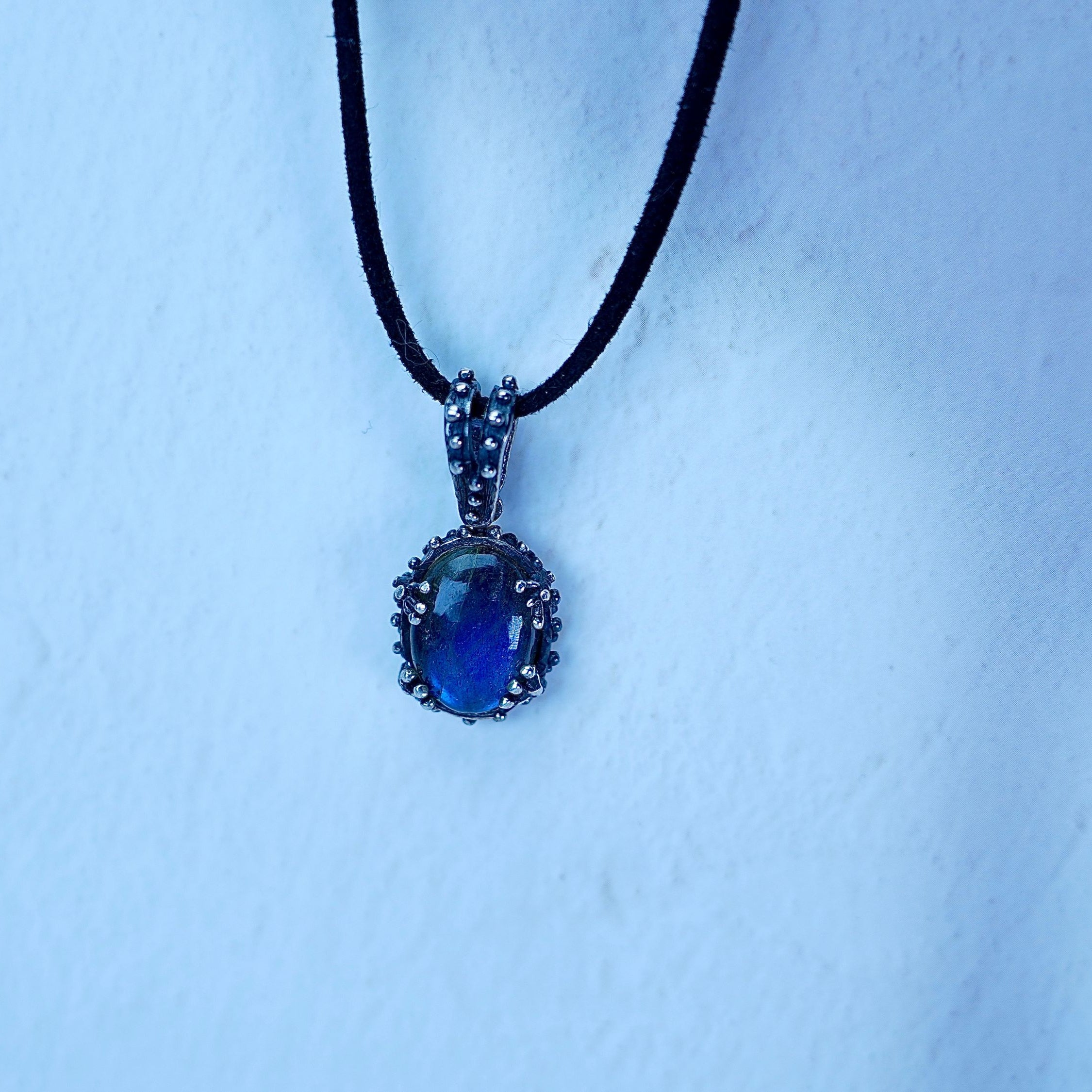 Labradorite necklace blue flash pendant sterling silver jewelry