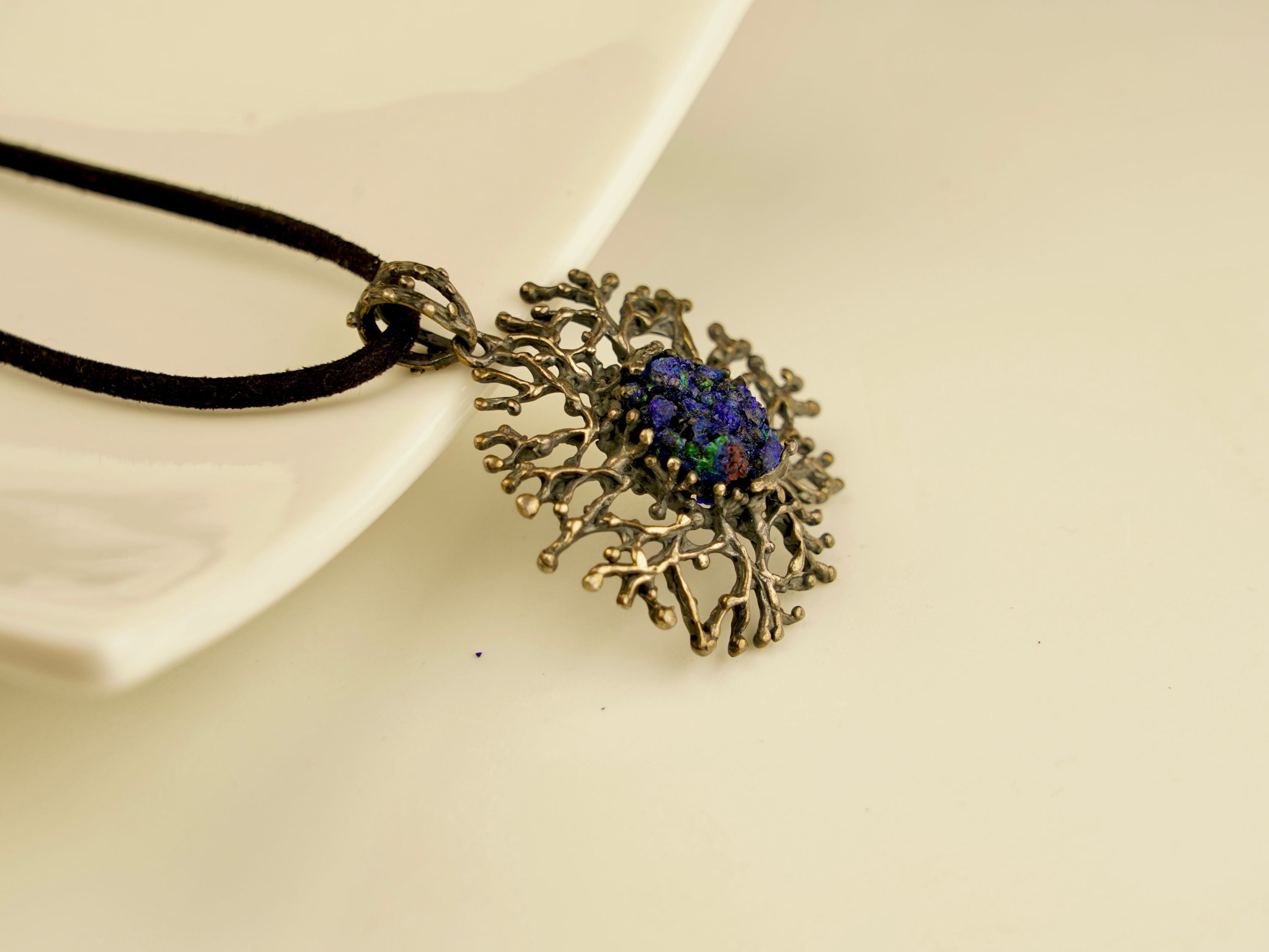 lapis lazuli pendant necklace deep blue gemstone sterling silver design