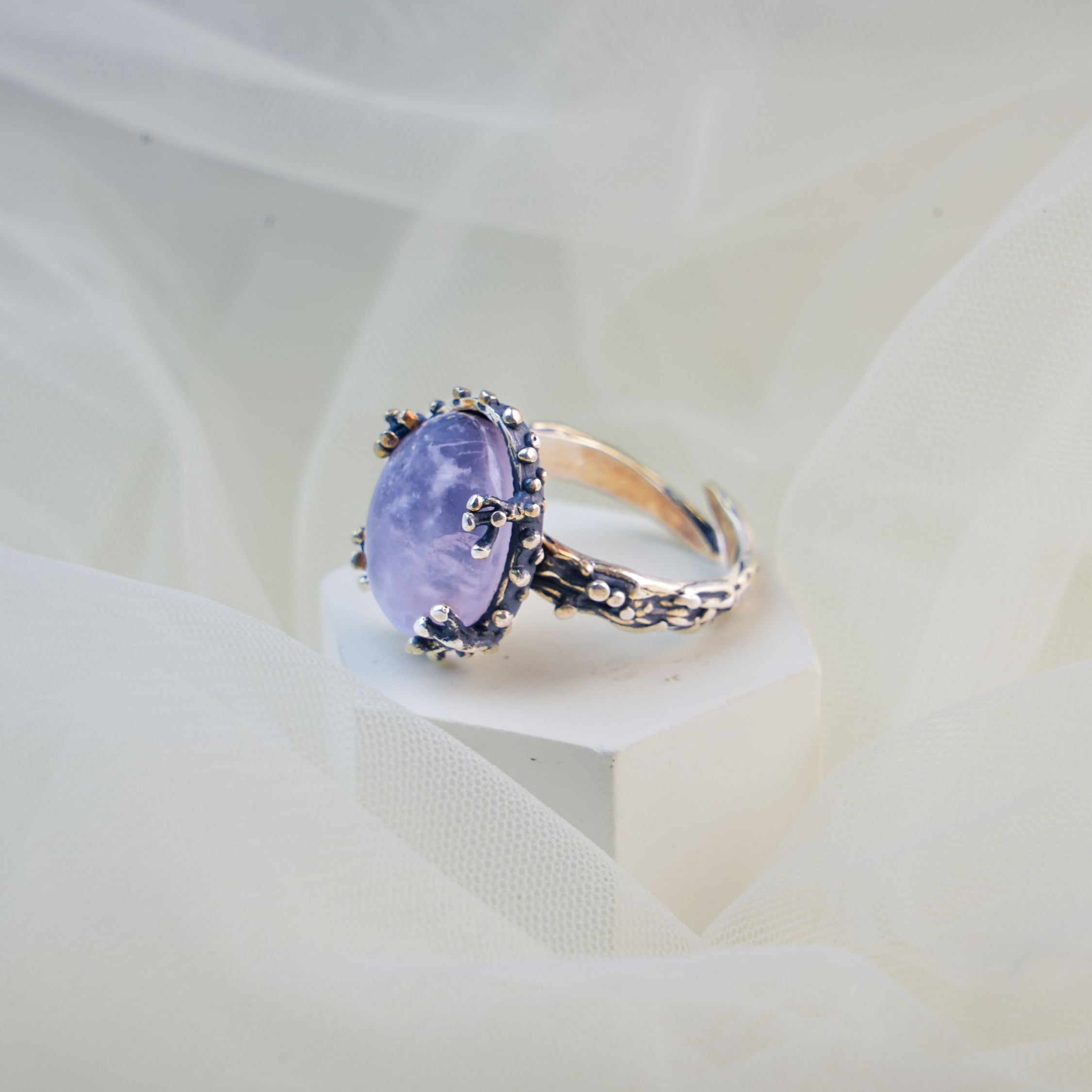 rose quartz ring soft pink glow natural stone silver ring
