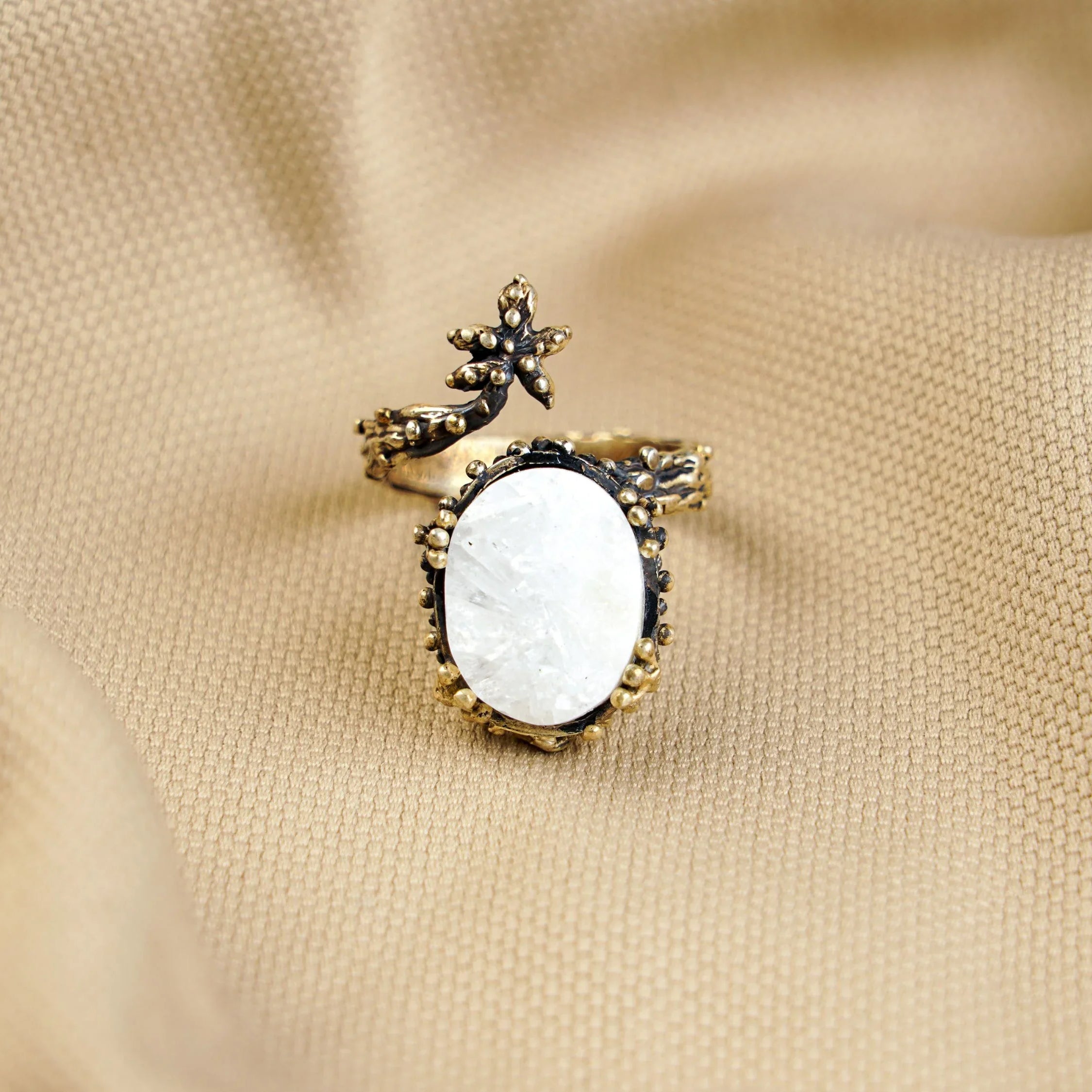 Moonstone ring soft glow close up natural gemstone dreamy aesthetic jewelry