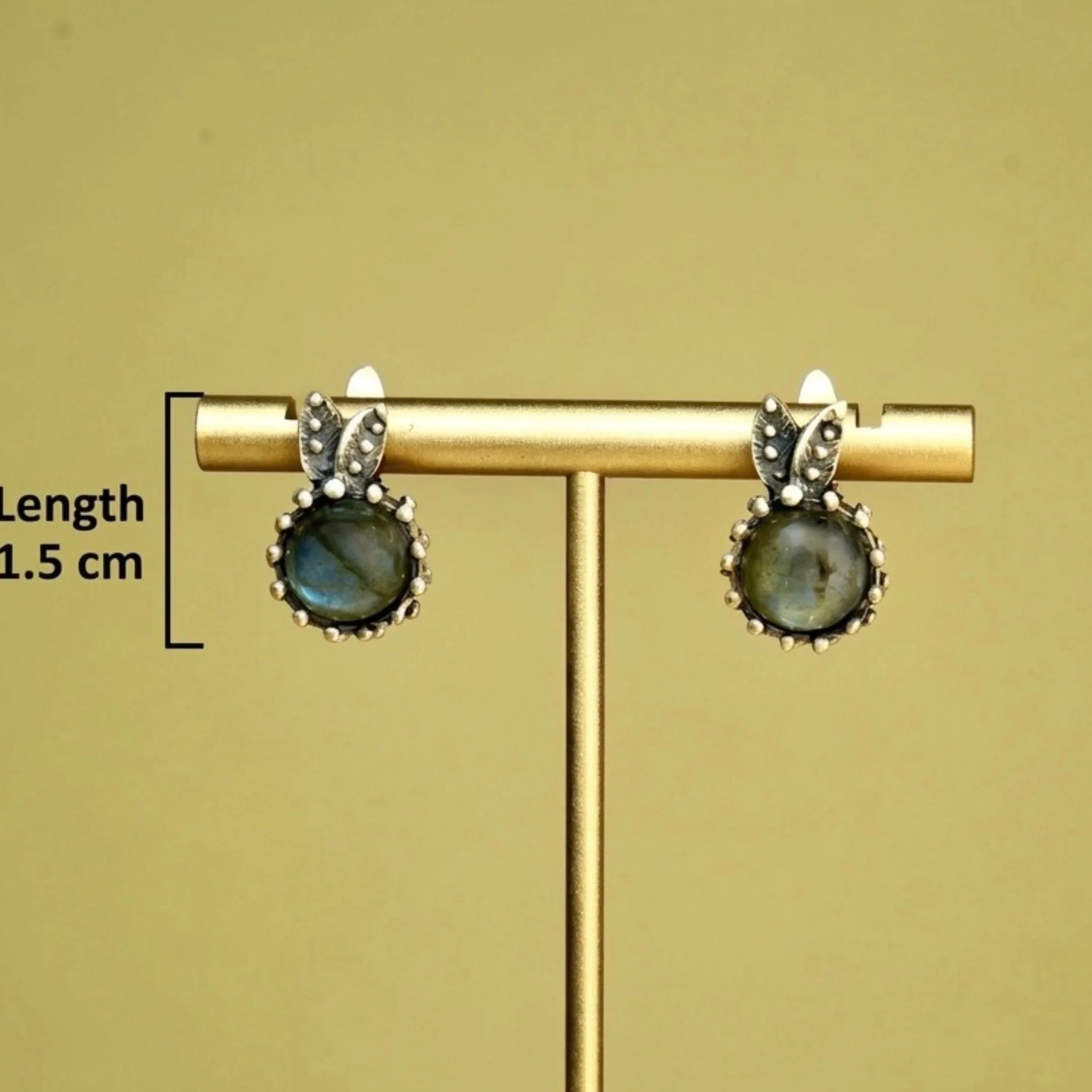 Labradorite leverback earrings size measurement 1.5 cm sterling silver jewelry
