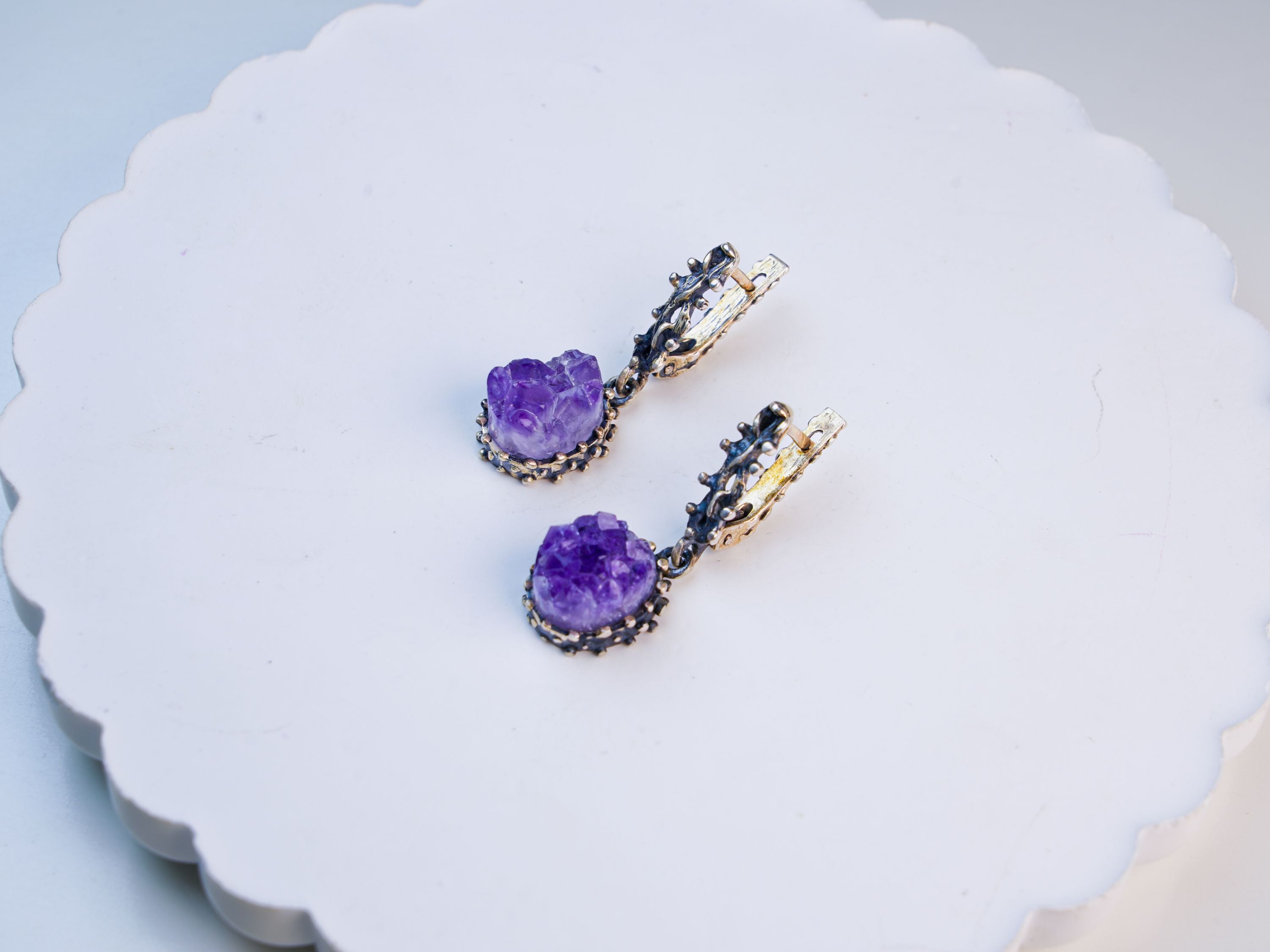 amethyst earrings minimalist purple gemstone elegant design jewelry