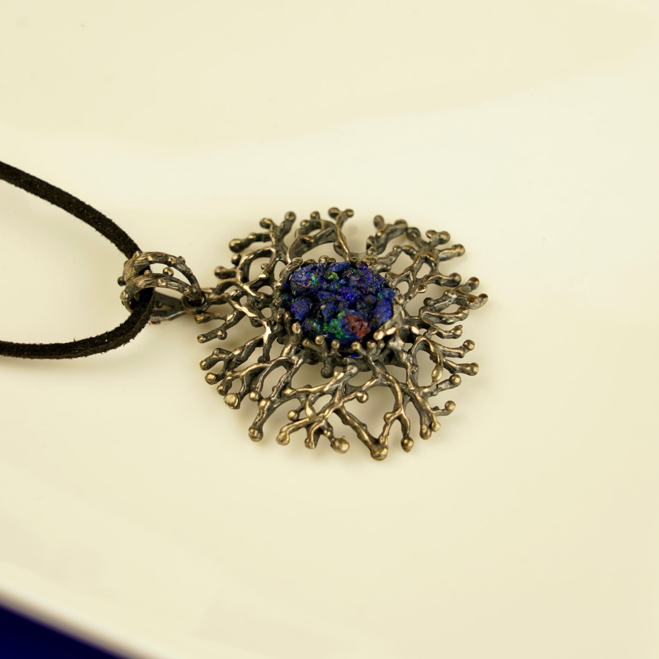 lapis lazuli pendant minimal display blue gemstone silver jewelry