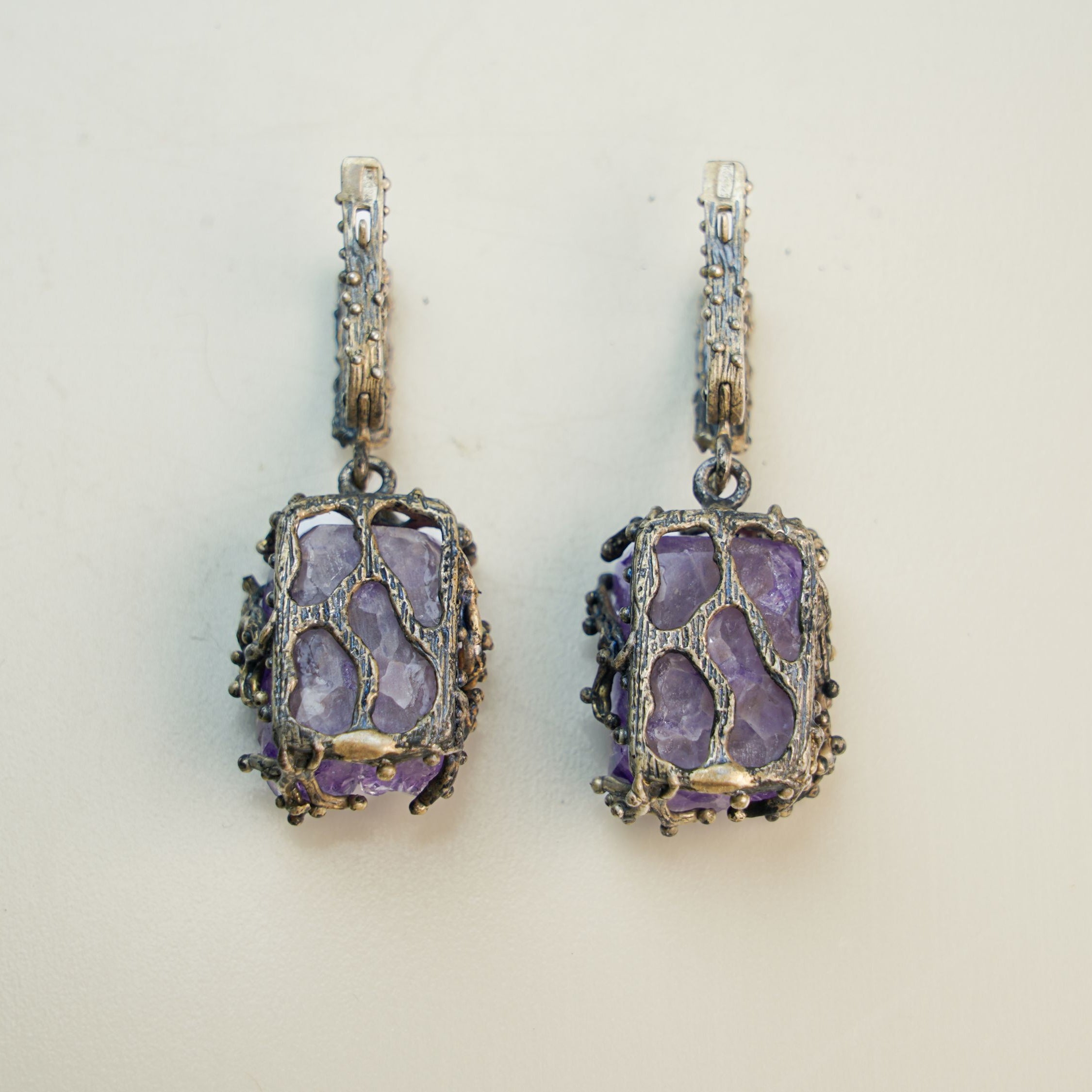 amethyst earrings backside closure detail sterling silver dangle earrings