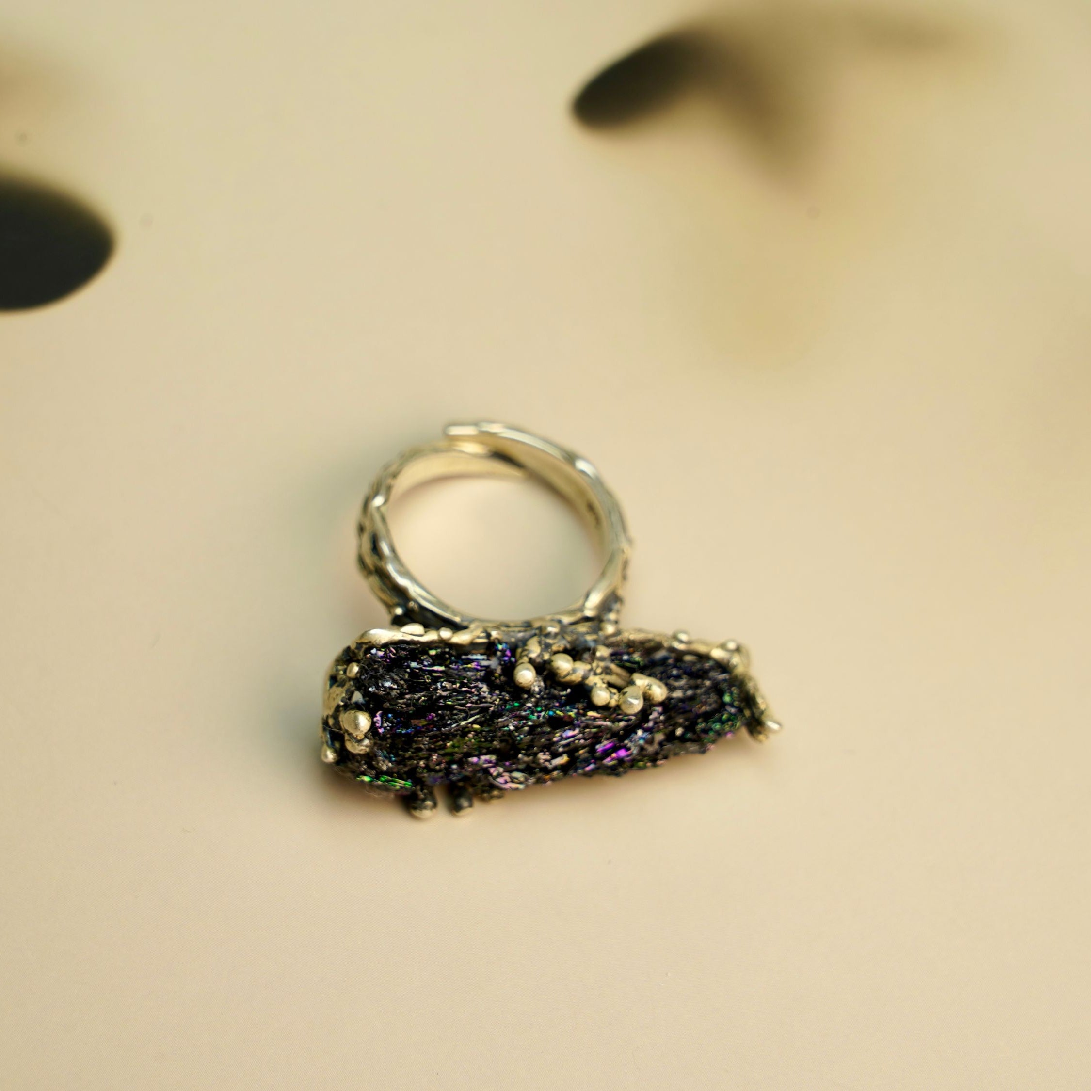 tourmaline ring alternative angle raw black gemstone unique ring