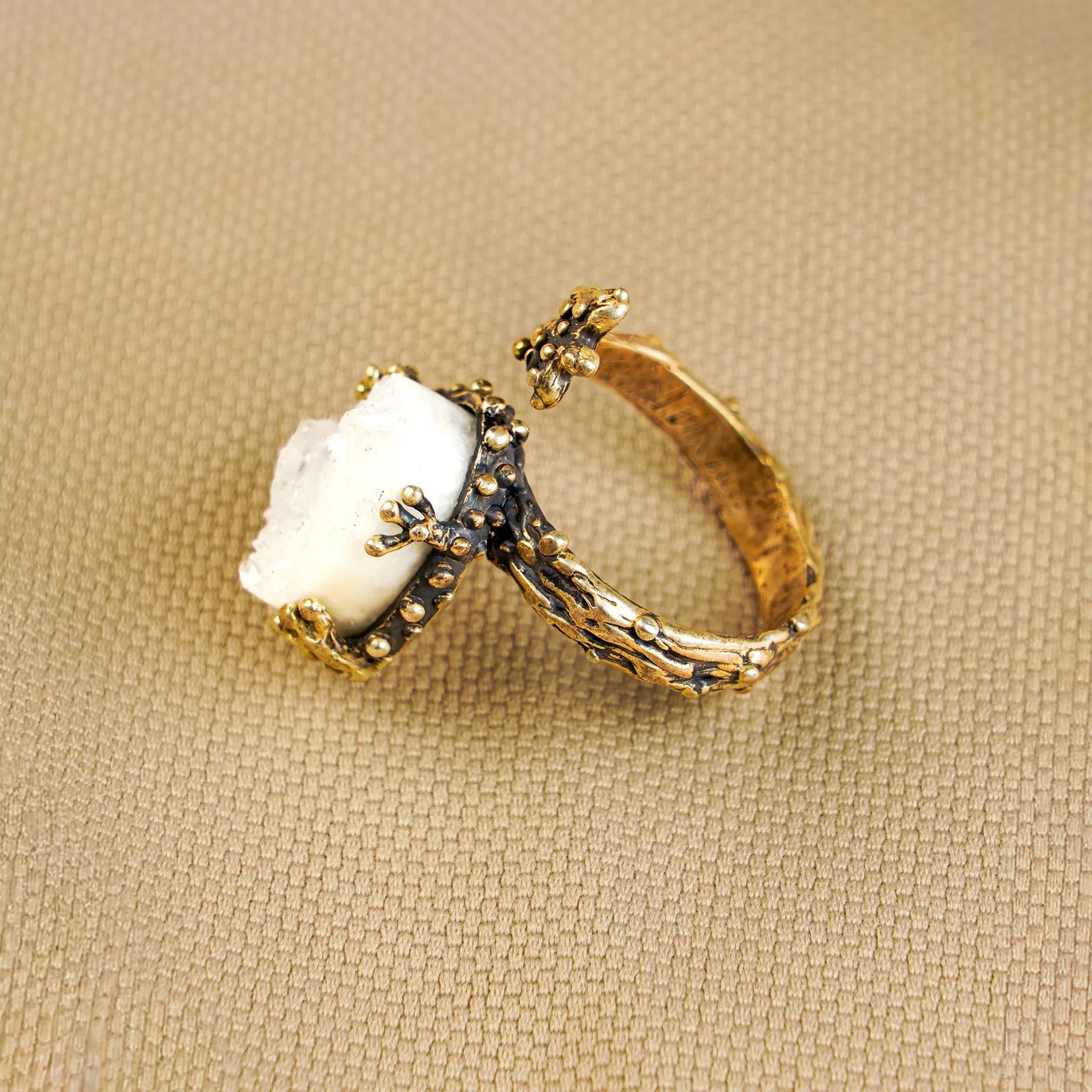 Moonstone ring full shape view adjustable sterling silver ring design