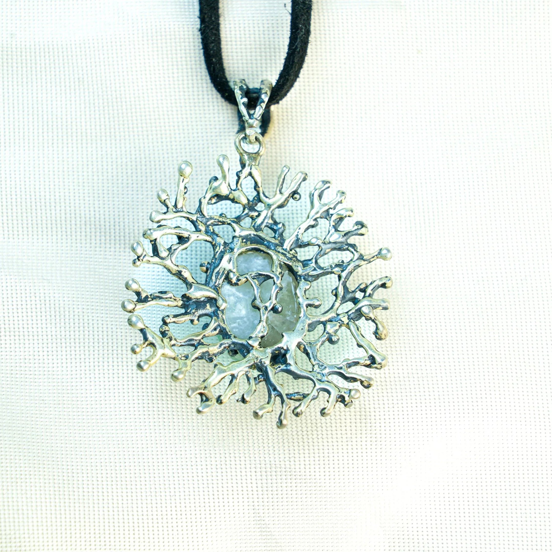 Aquamarine pendant back view sterling silver necklace craftsmanship