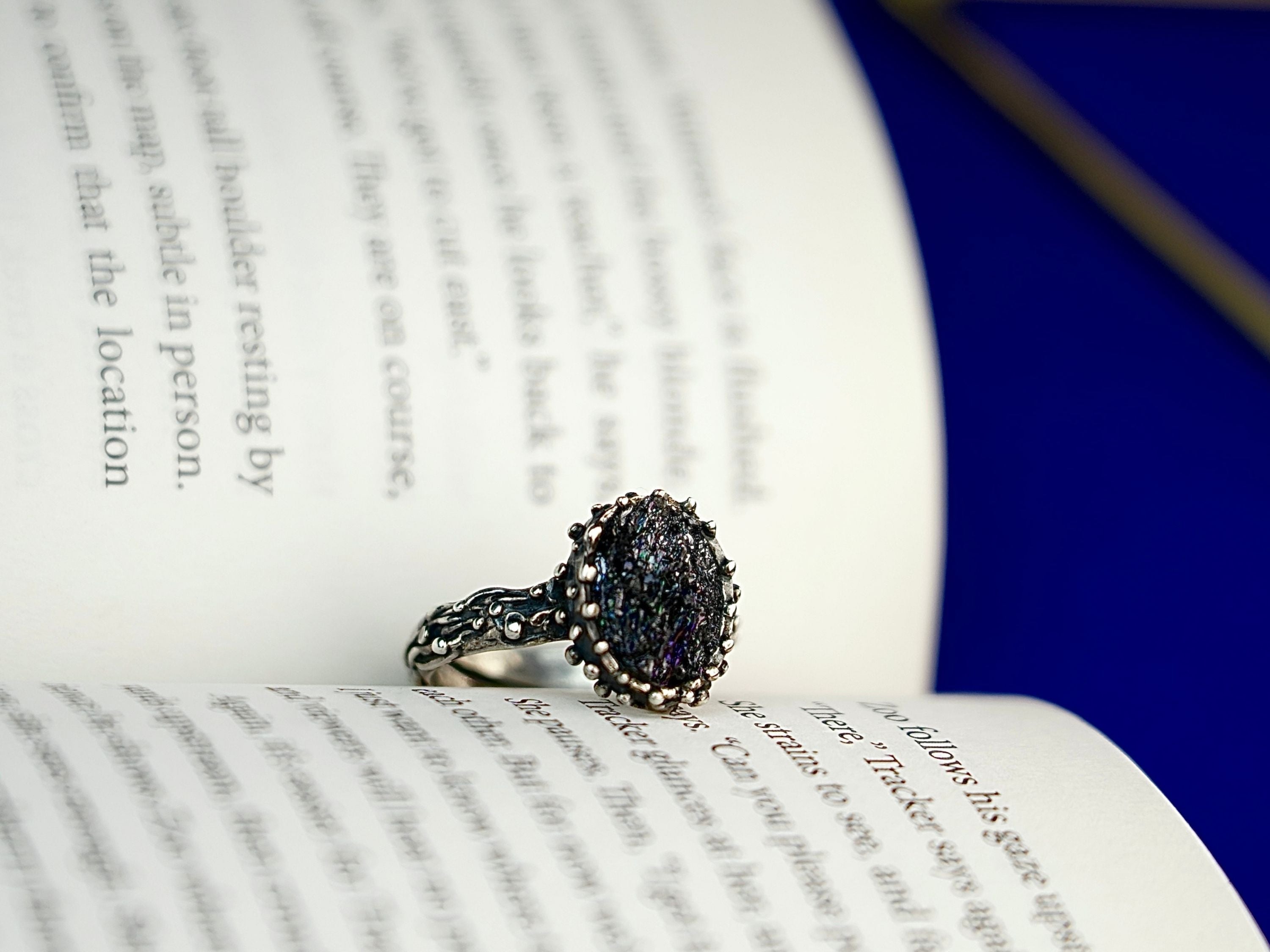 Alternative close up raw tourmaline crystal texture variation adjustable ring macro detail