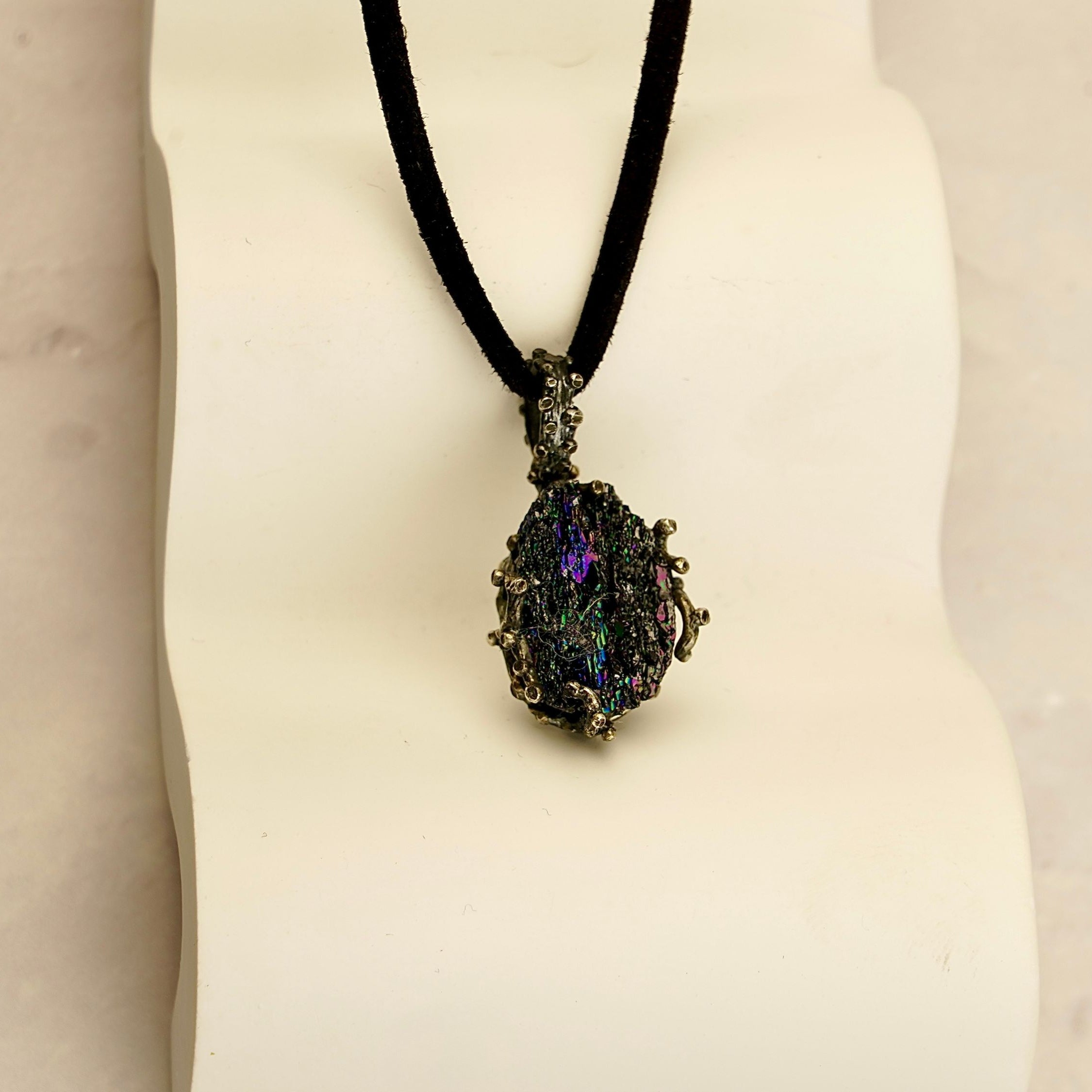 black tourmaline necklace raw crystal detail unique texture pendant