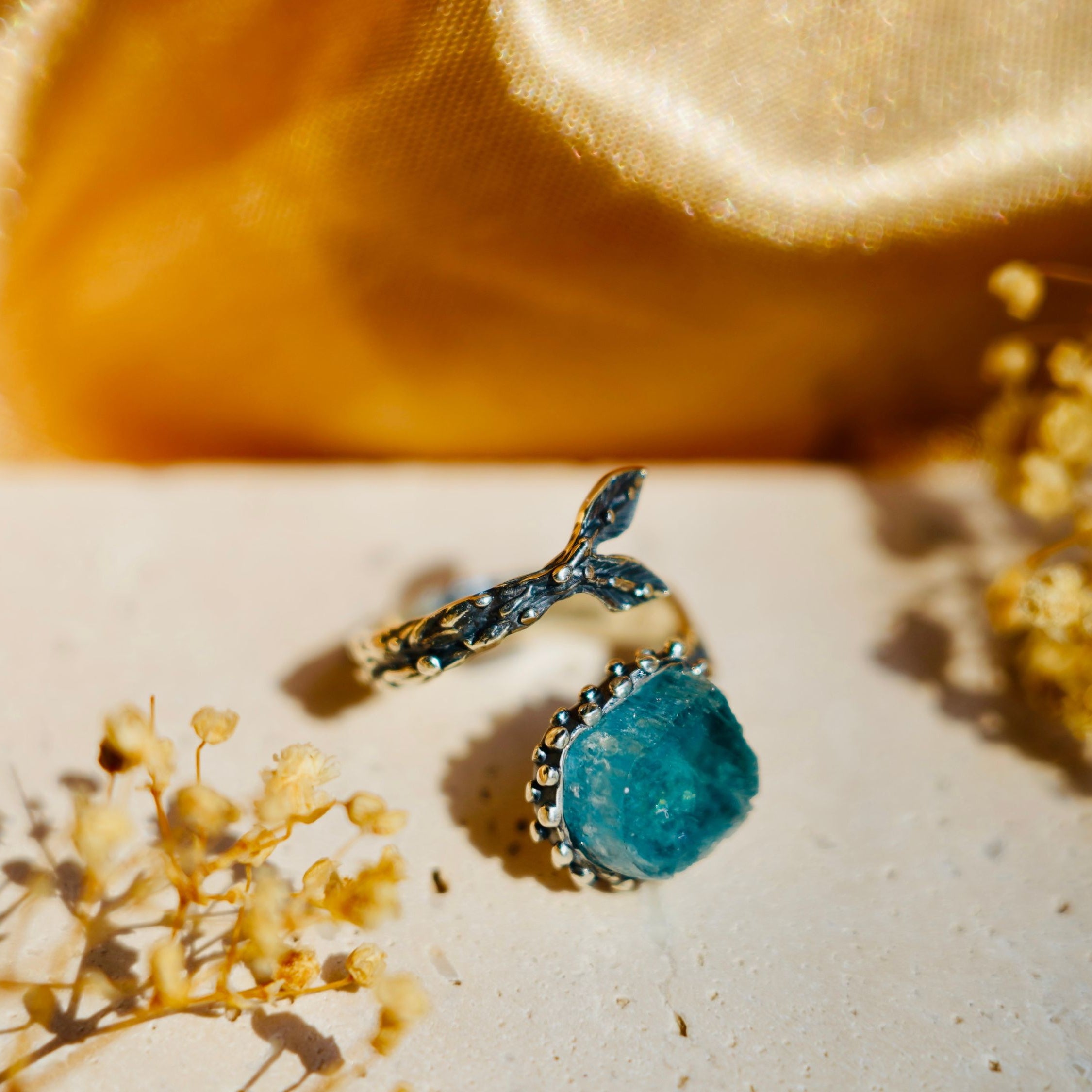 Alternative close up aquamarine gemstone texture variation adjustable ring macro detail