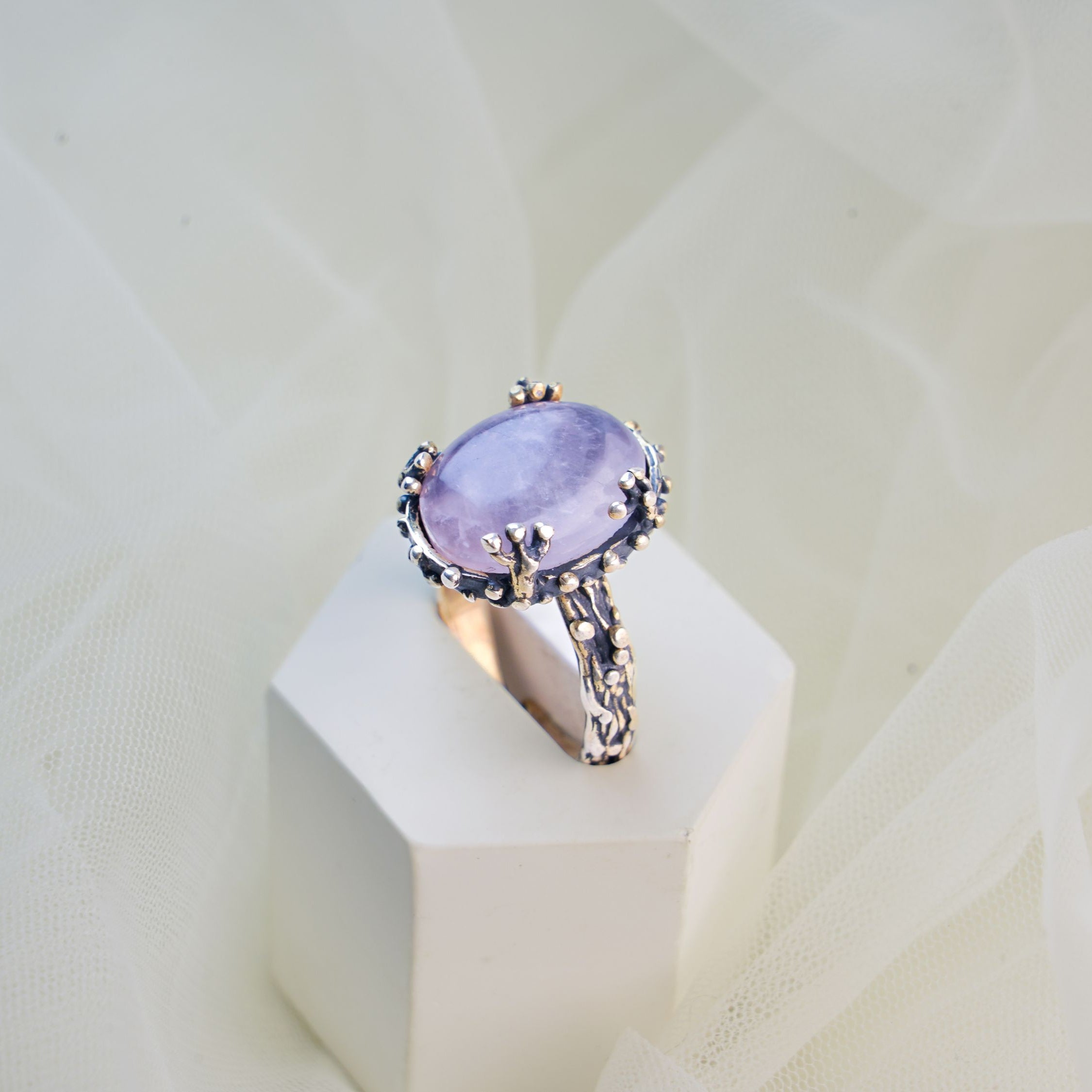 rose quartz ring pink stone statement silver jewelry elegant design