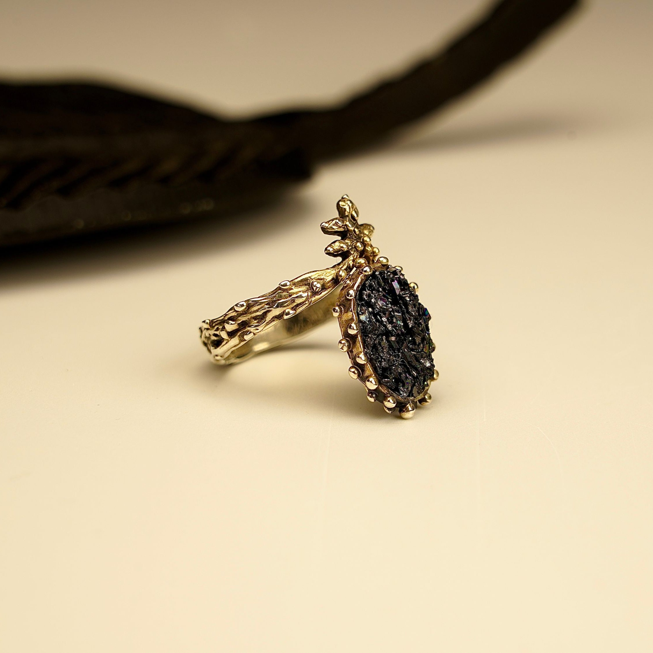 Alternative close up black tourmaline gemstone texture variation macro detail