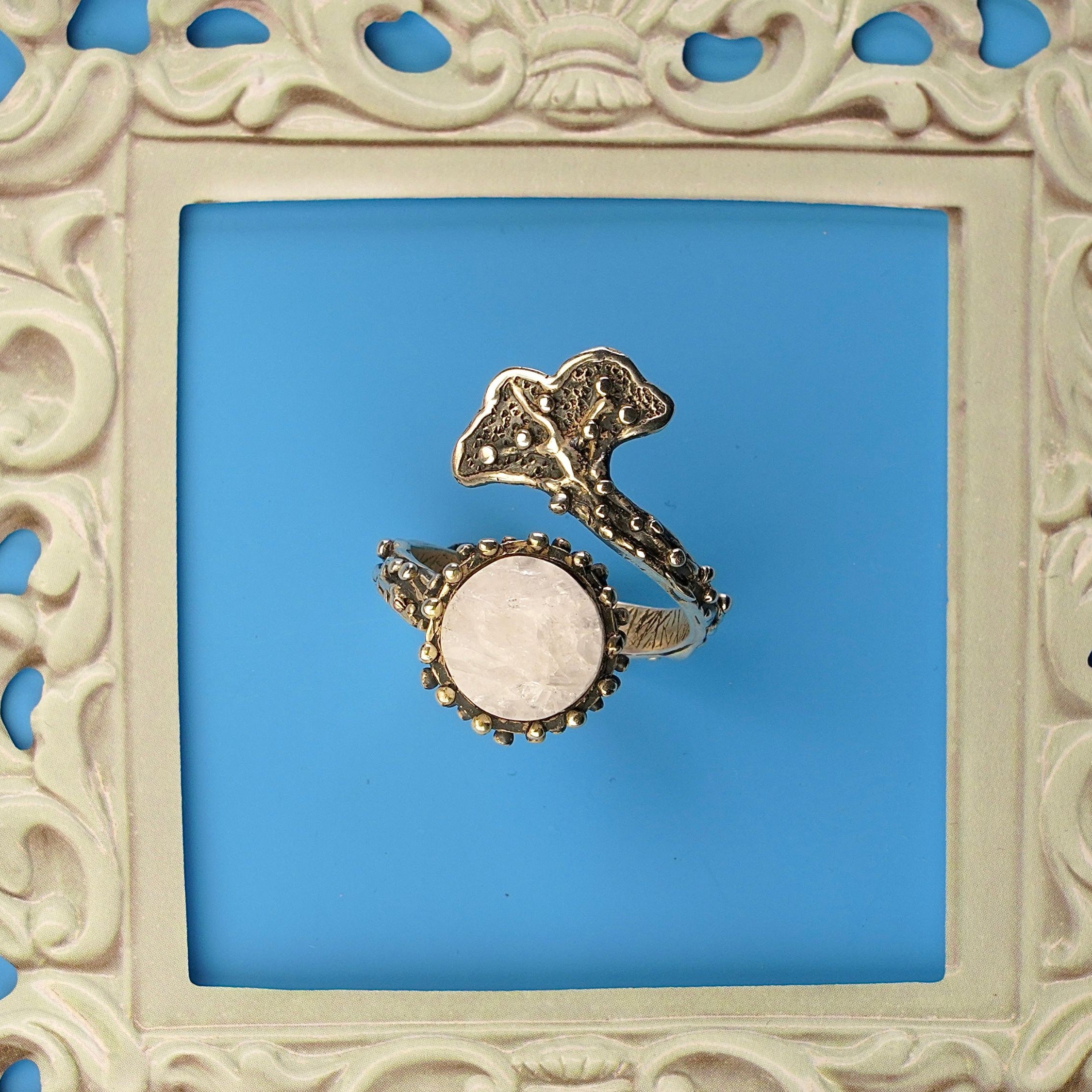Alternative close up moonstone glow texture variation adjustable ring macro detail
