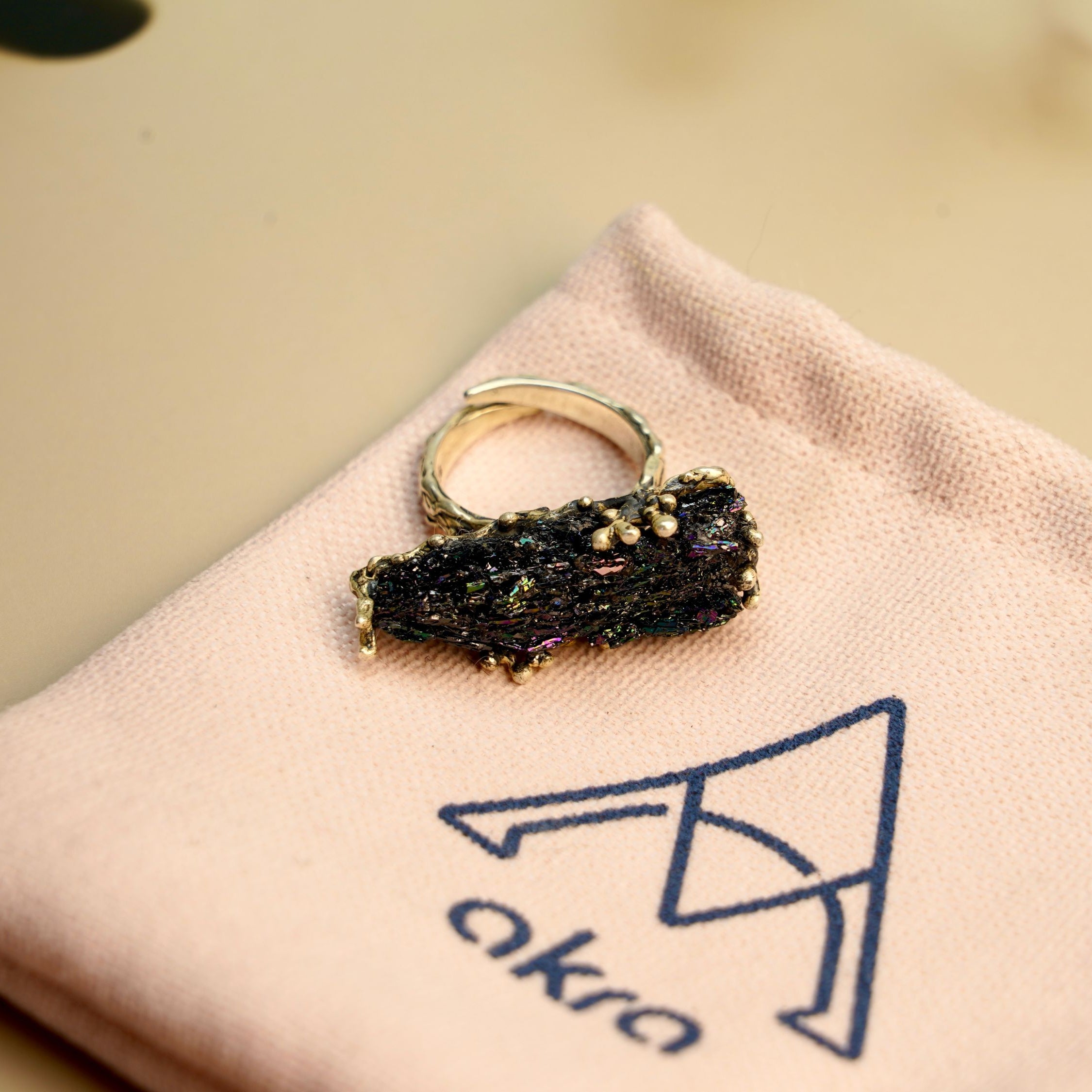 tourmaline ring gothic style raw gemstone jewelry aesthetic look