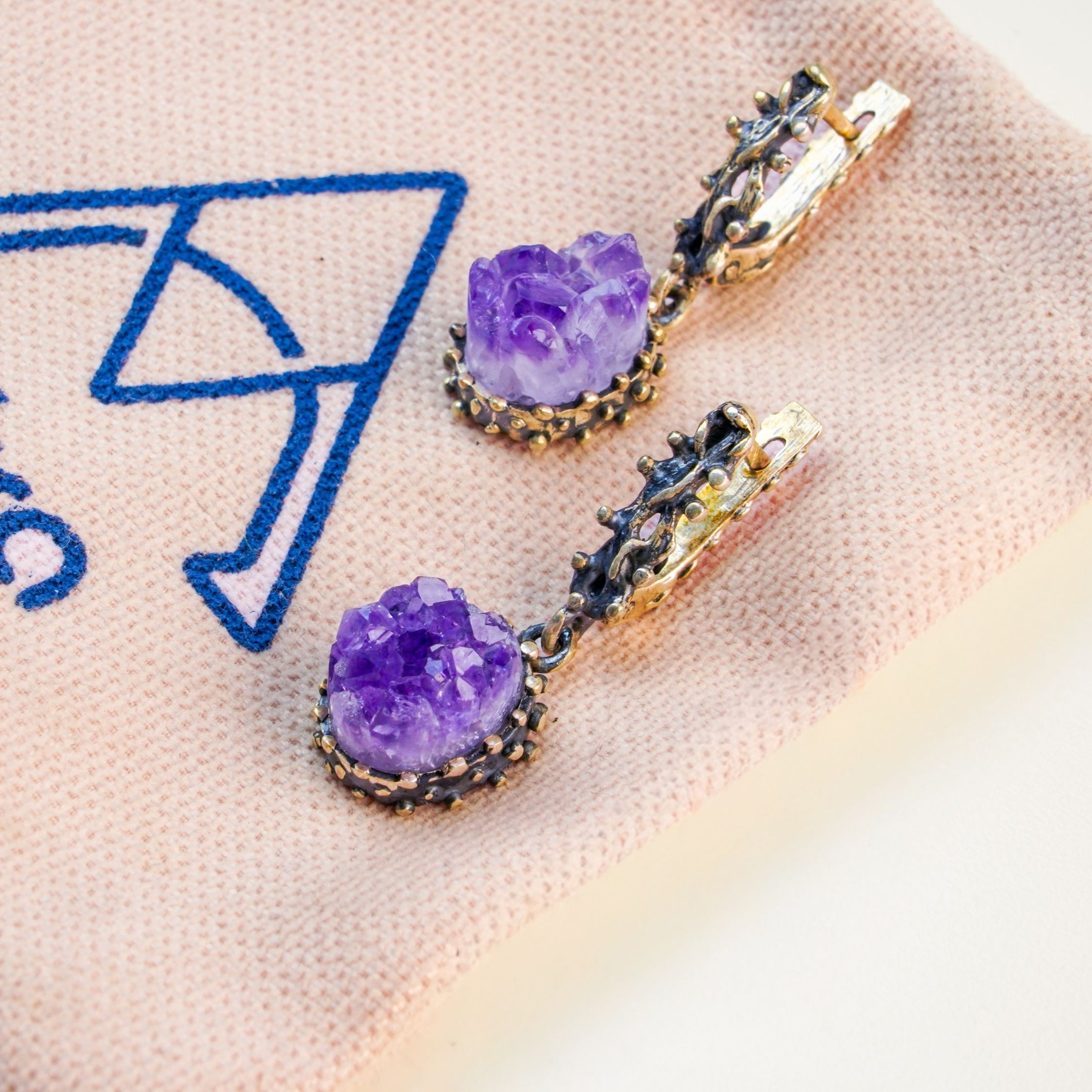 amethyst earrings purple gemstone elegant jewelry aesthetic display