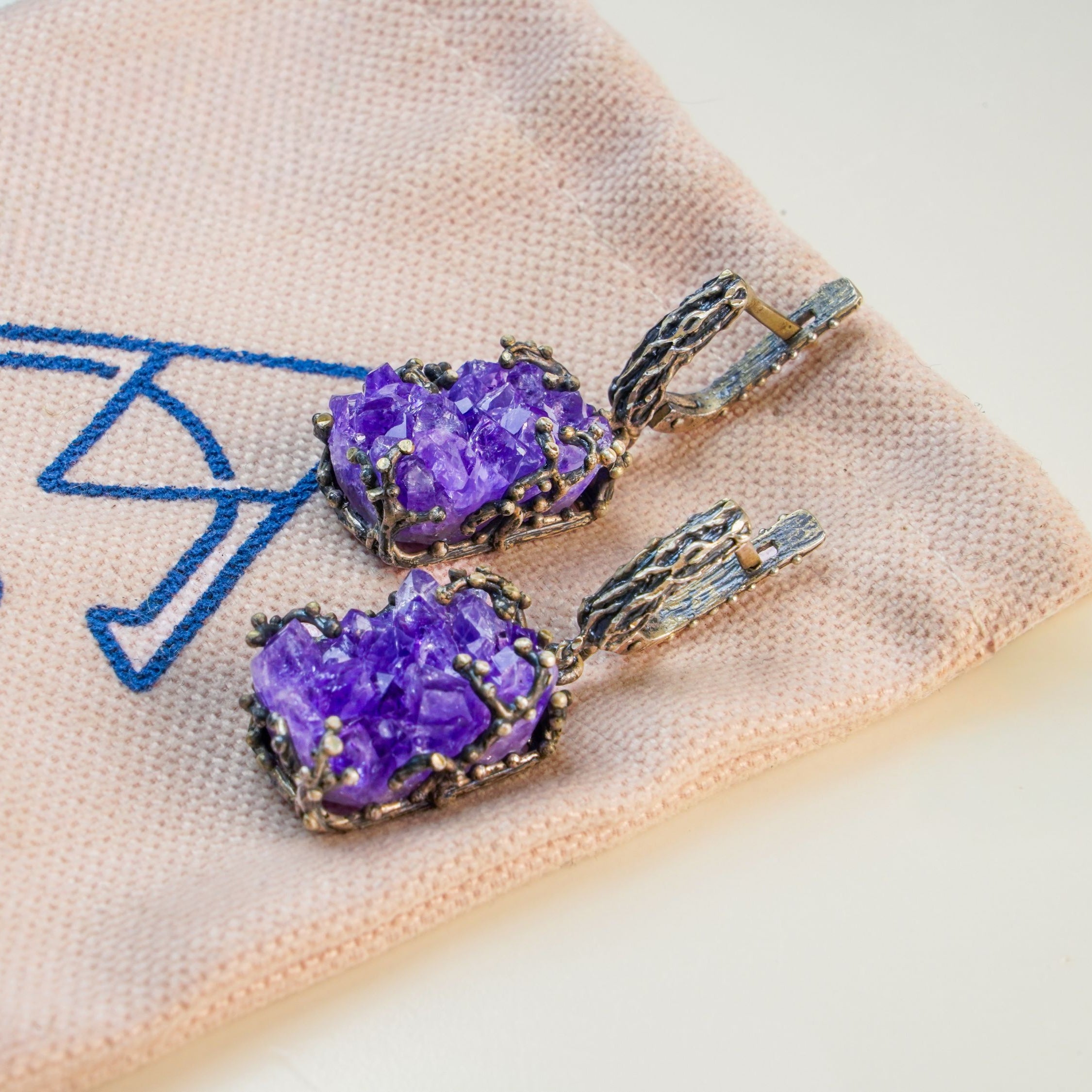 amethyst earrings aesthetic purple gemstone jewelry elegant drop style