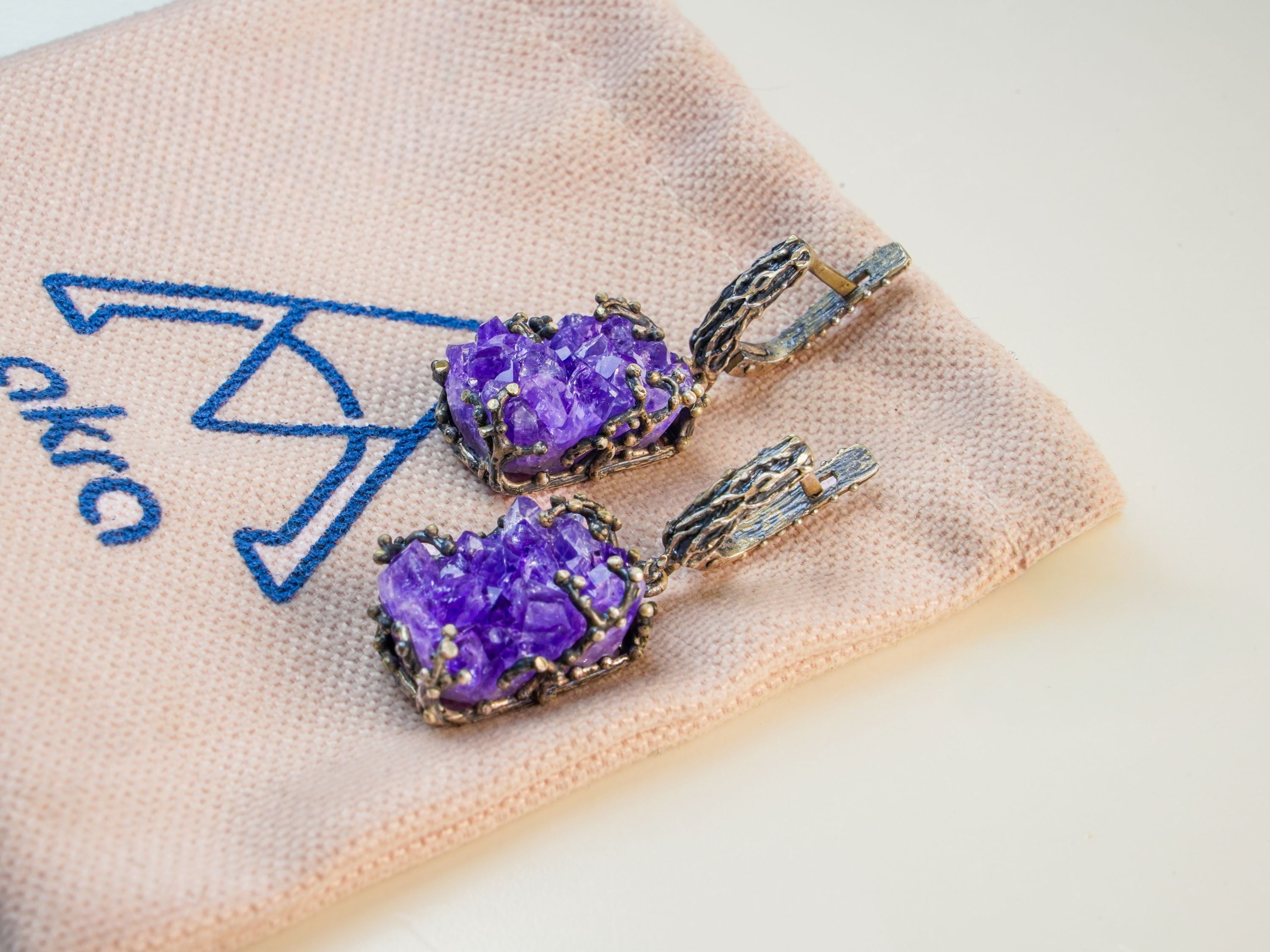 amethyst earrings aesthetic purple gemstone jewelry elegant drop style