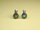 Labradorite leverback earrings blue flash sterling silver minimalist jewelry front view