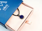 lapis lazuli necklace in gift box, elegant jewelry packaging ready for gift