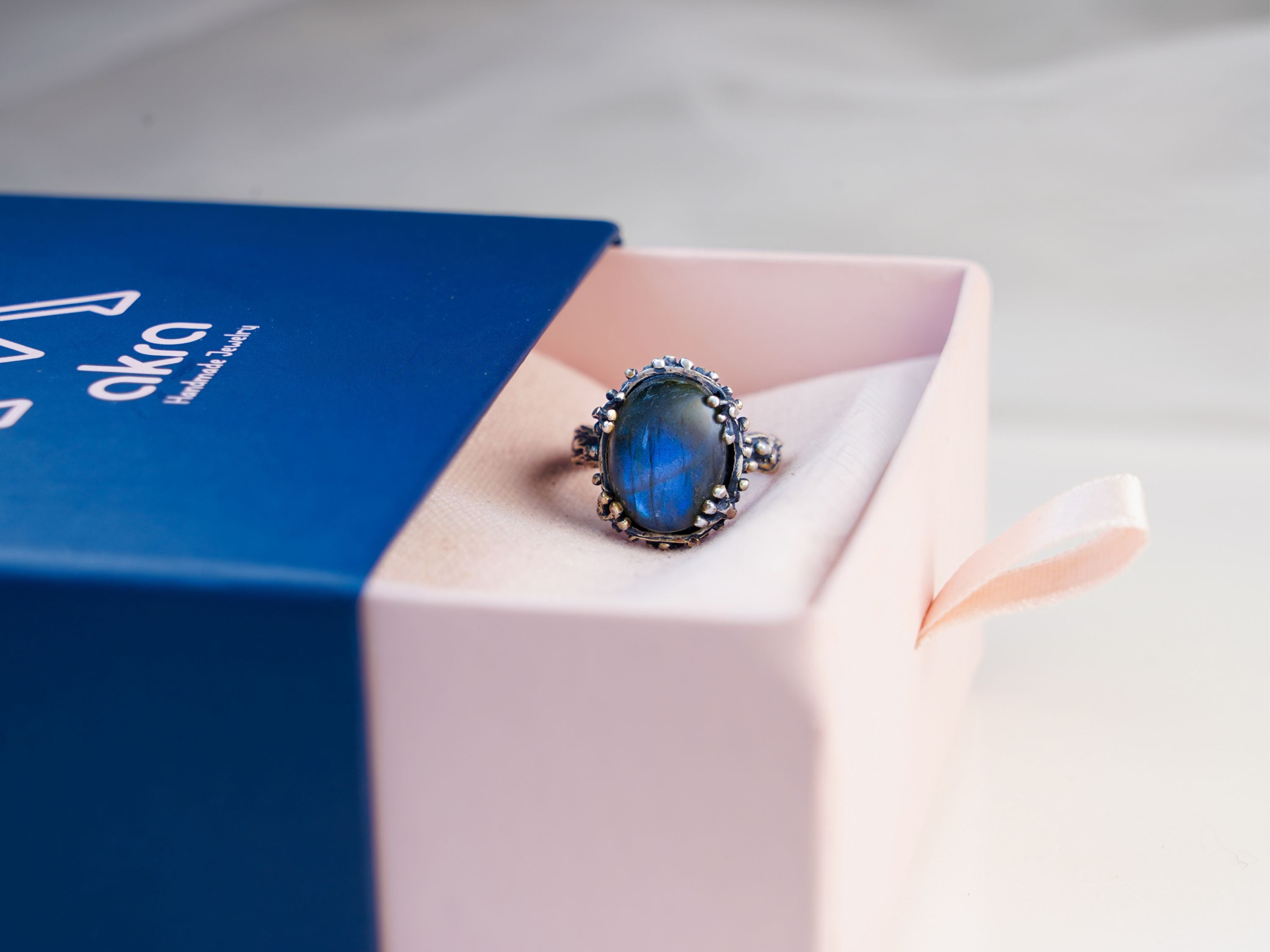 labradorite ring gift box packaging sterling silver jewelry gift for her