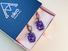 amethyst drop earrings gift box packaging purple gemstone jewelry gift for her