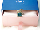 Aquamarine adjustable ring in gift box packaging premium jewelry ready for gift