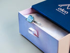 Aquamarine ring gift box packaging ready for gifting jewelry