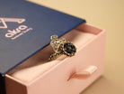 Black tourmaline ring in gift box packaging premium jewelry ready for gift