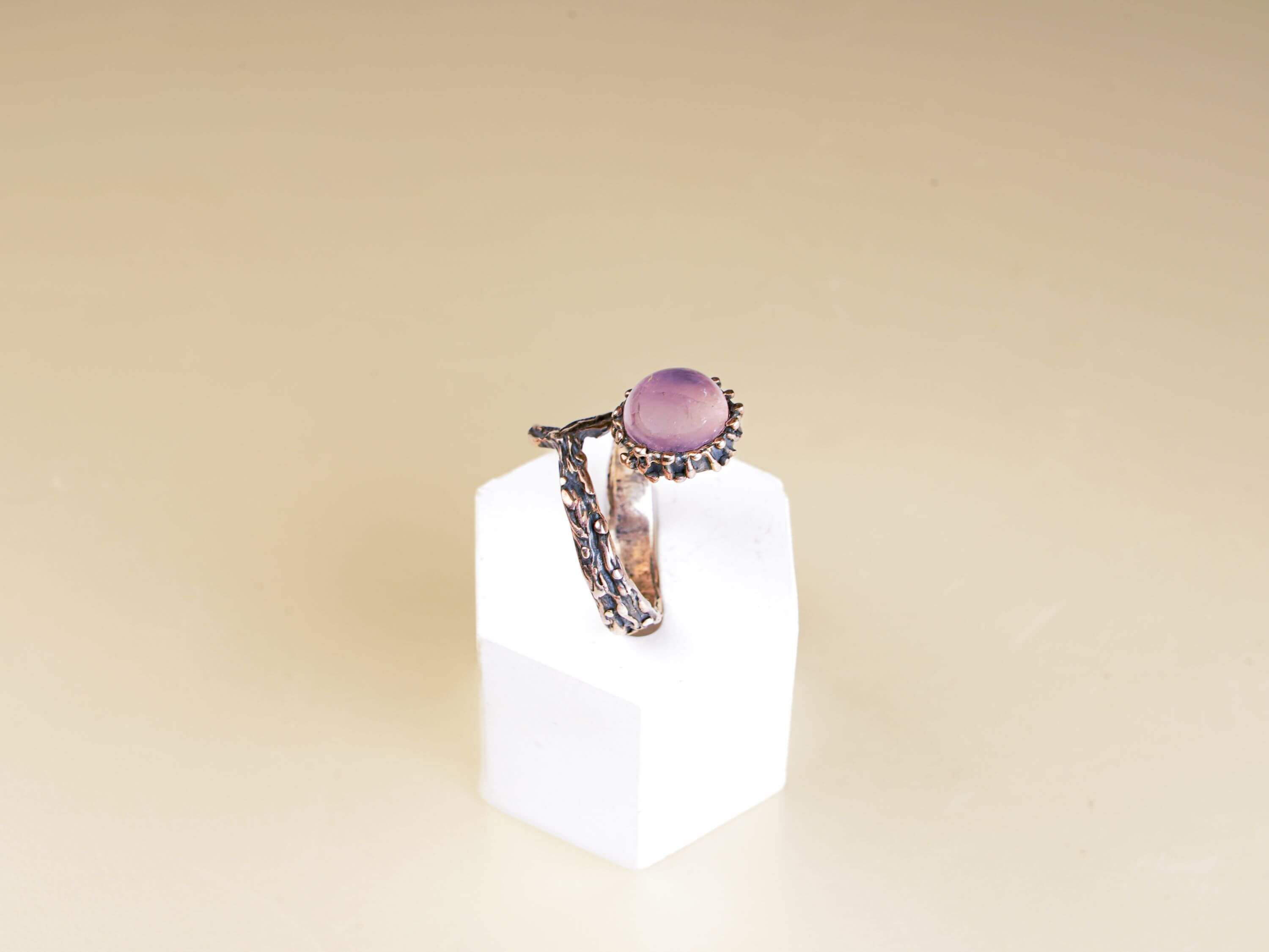 Elegant rose quartz adjustable jewelry piece handcrafted in Old Tbilisi studio