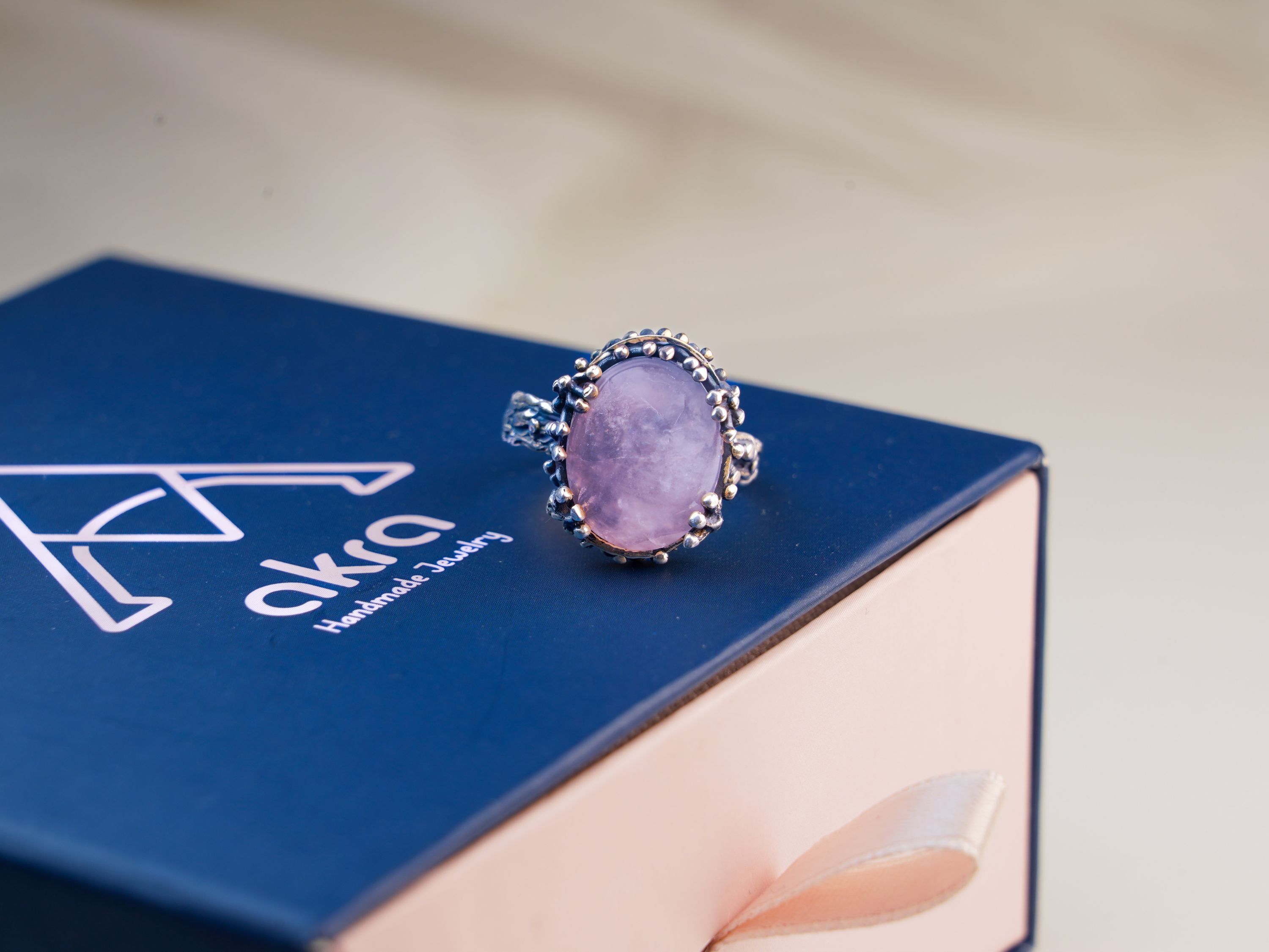 rose quartz ring gift box packaging pink gemstone ring gift for her