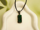 malachite necklace raw green crystal pendant sterling silver jewelry