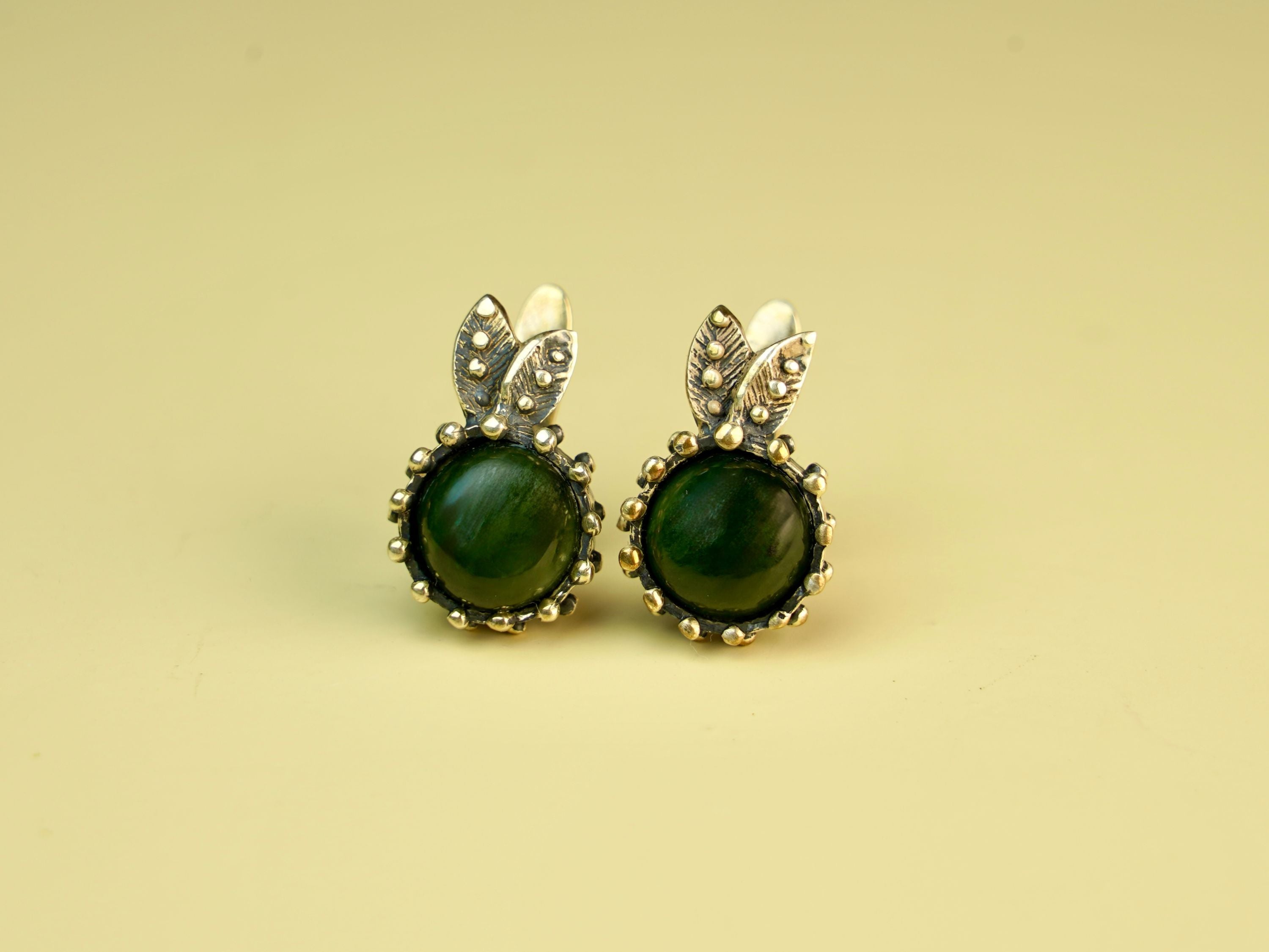 jade leverback earrings green gemstone minimalist sterling silver earrings