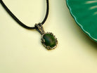 jade necklace green gemstone sterling silver pendant minimalist jewelry
