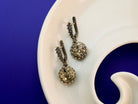 Pyrite earrings gold metallic cluster statement silver drop earrings 