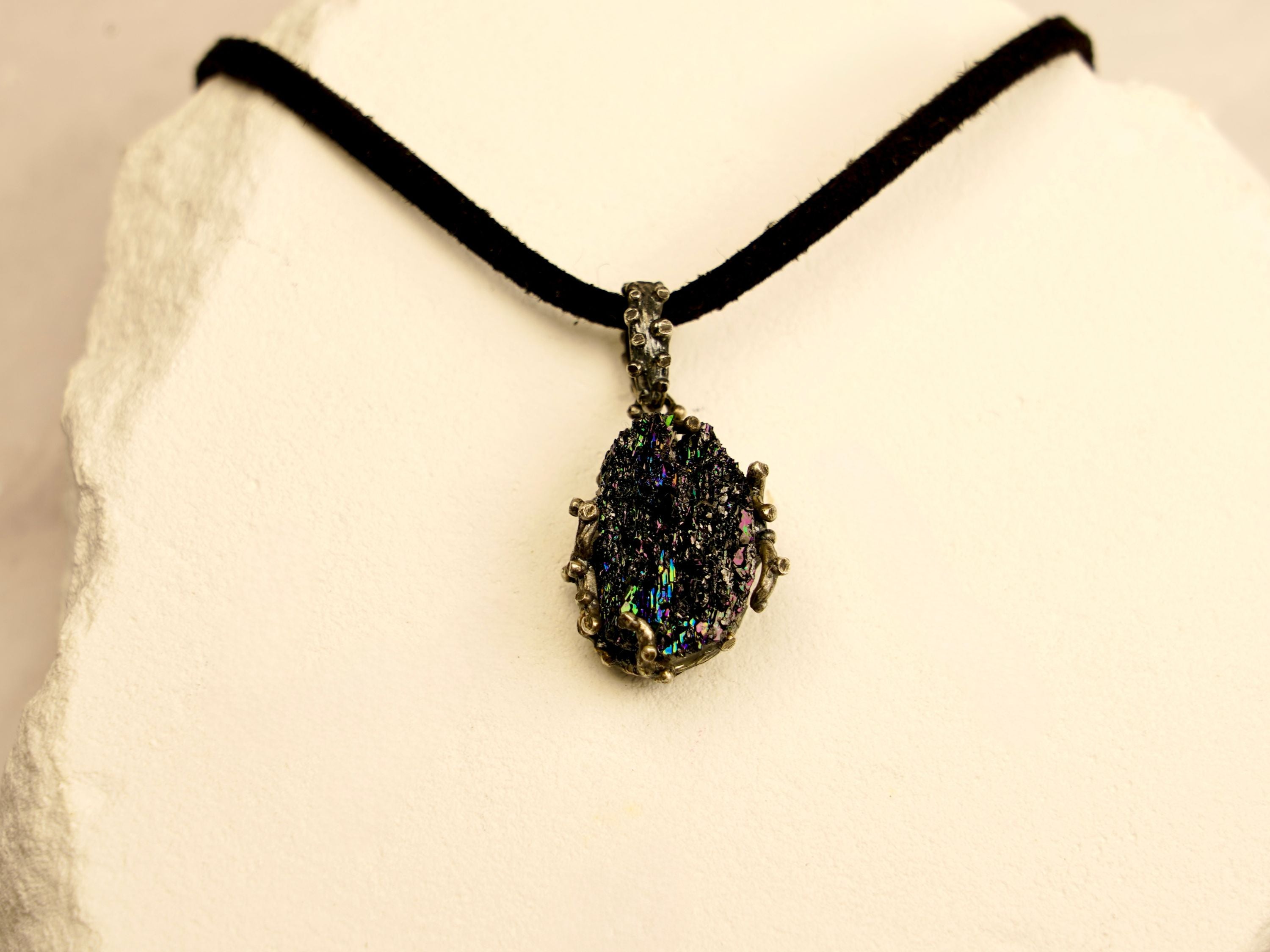 black tourmaline necklace raw crystal gothic sterling silver pendant