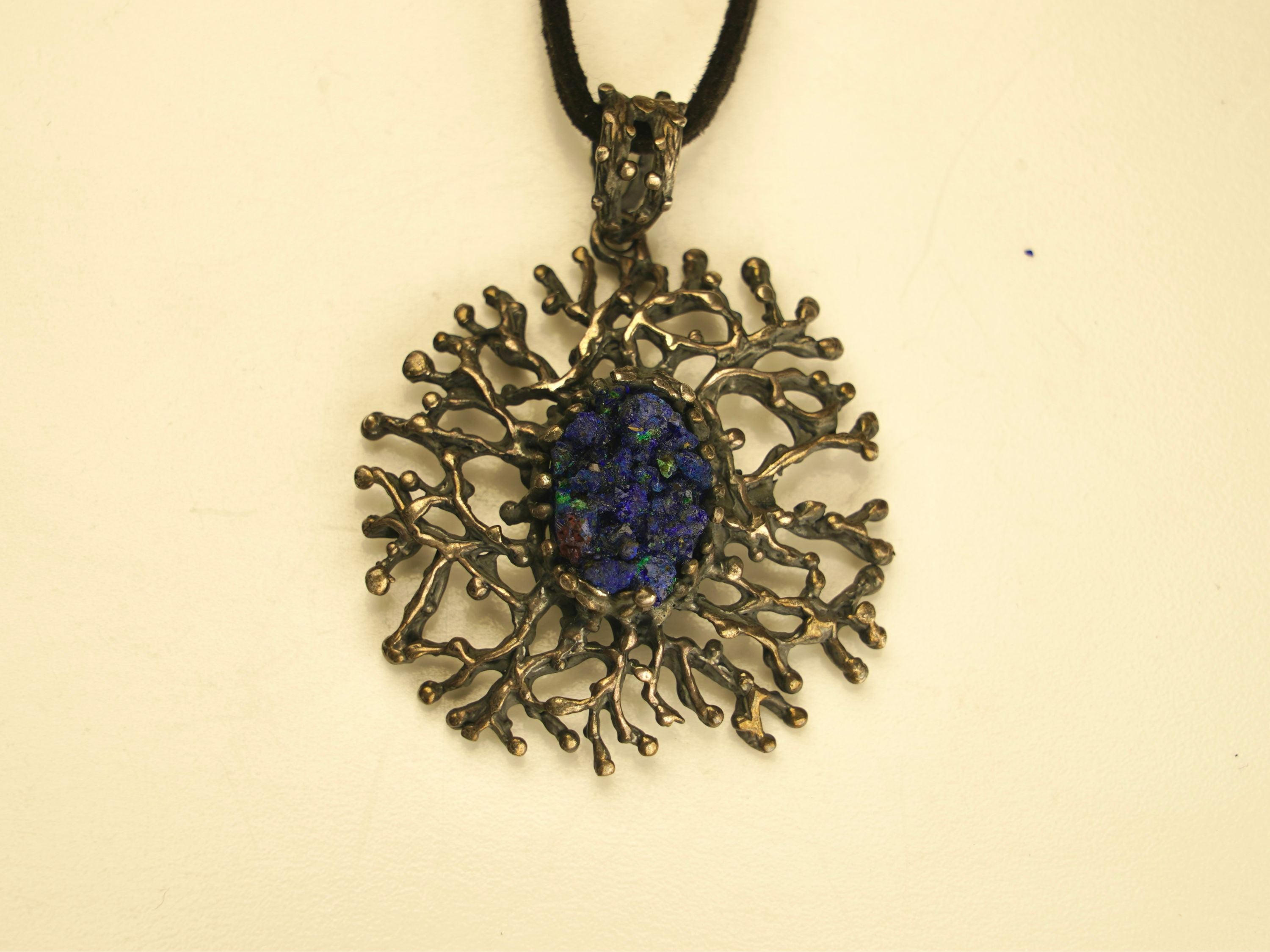 lapis lazuli necklace blue gemstone statement pendant sterling silver