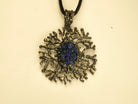 lapis lazuli necklace blue gemstone statement pendant sterling silver