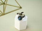 Labradorite ring blue stone sterling silver statement ring adjustable band 