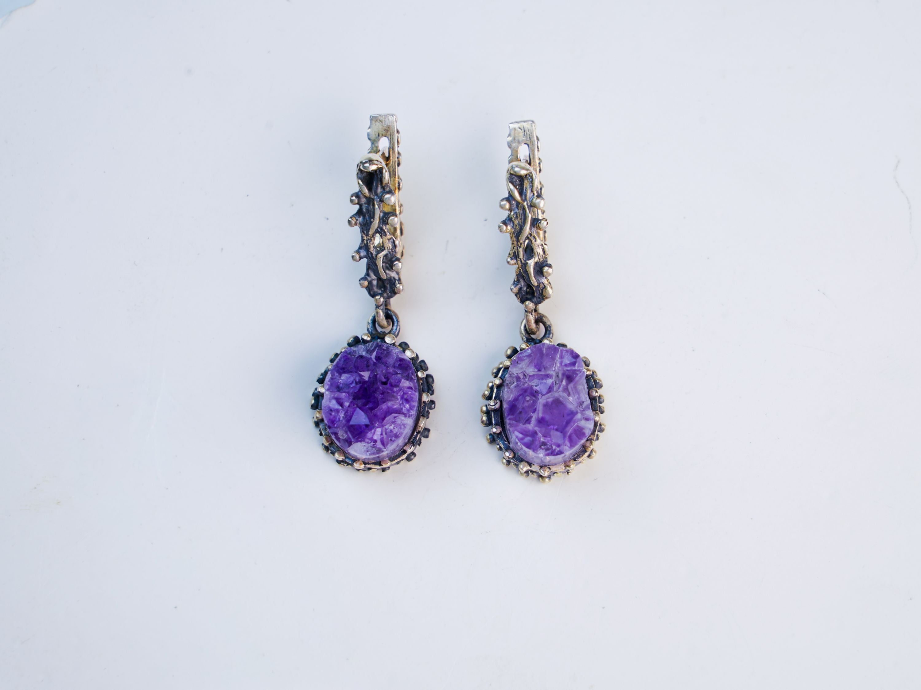 amethyst earrings purple gemstone sterling silver statement earrings