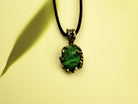 malachite necklace green gemstone statement pendant sterling silver